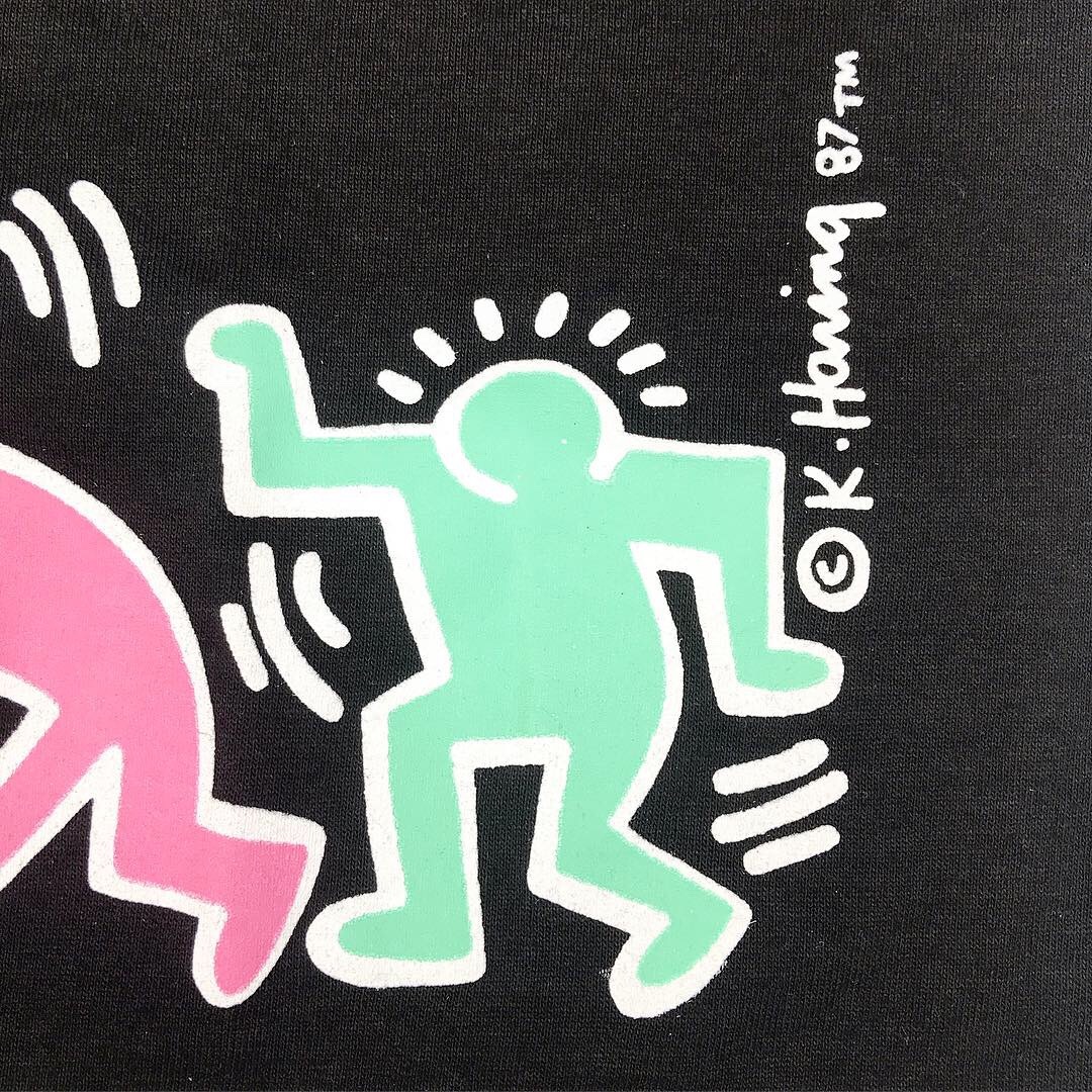 80 90 S デッドストック Keith Haring キース ヘリング ロンt 黒 M 世田谷ビンテージ