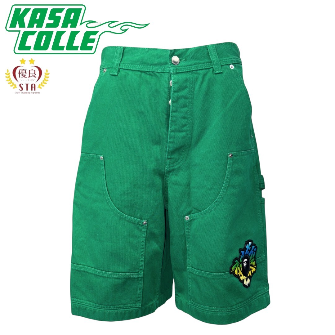【A BATHING APE】ベイシングエイプ PATCH 2 TONE WASHED ワークショーツ L