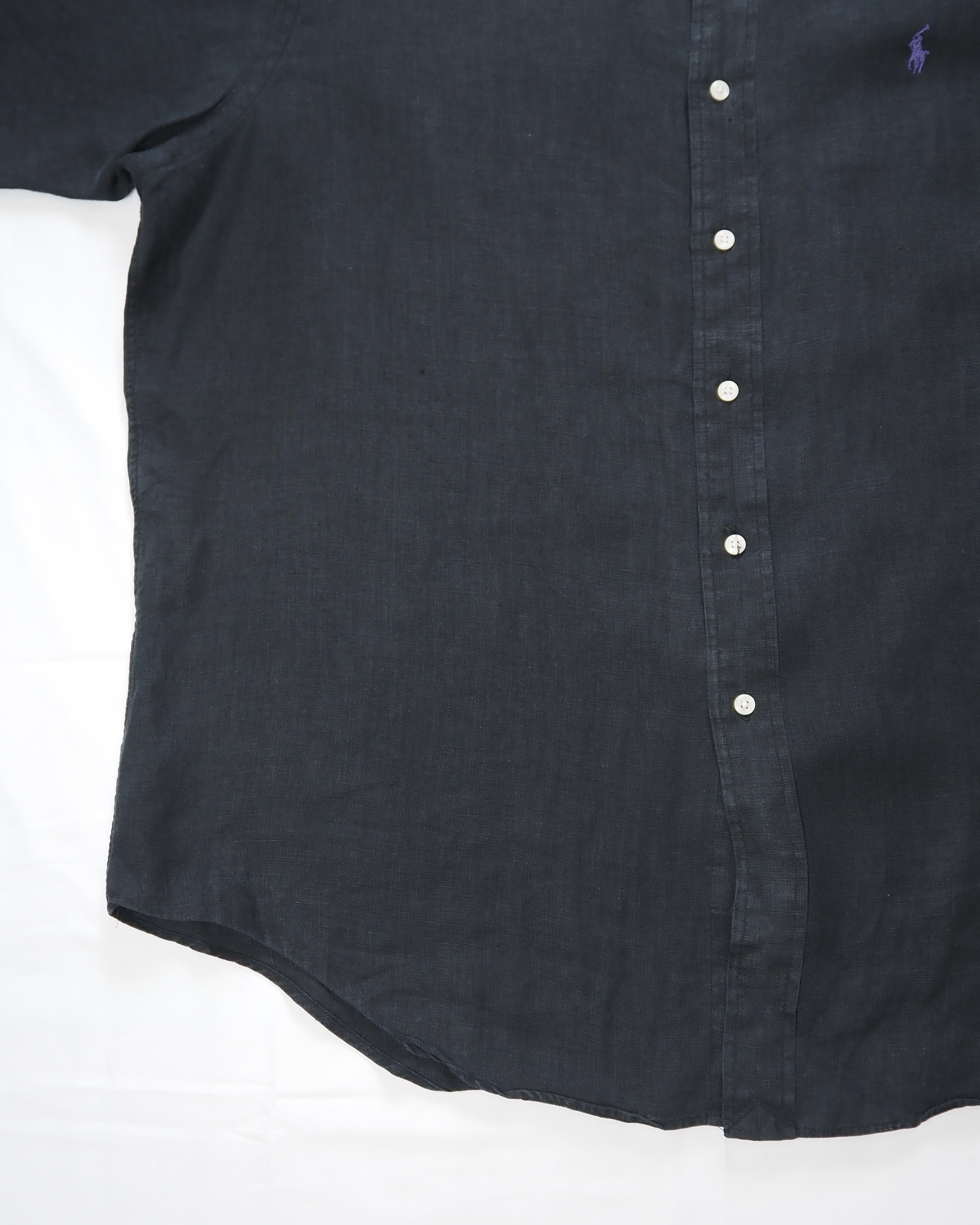 90’s Ralph Lauren リネンシャツ XL ブラック の画像 5