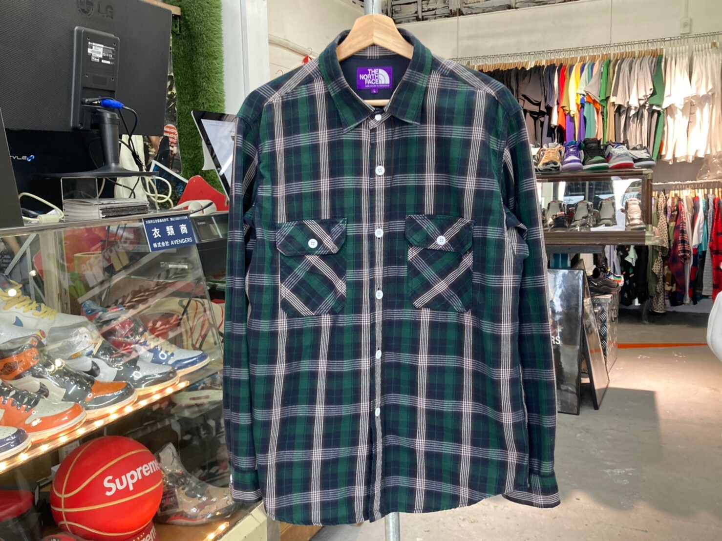 The North Face Purplelabel Twill Check Field Shirt Green Large Nt3900n 15kc3306 Brand Buyers Osaka