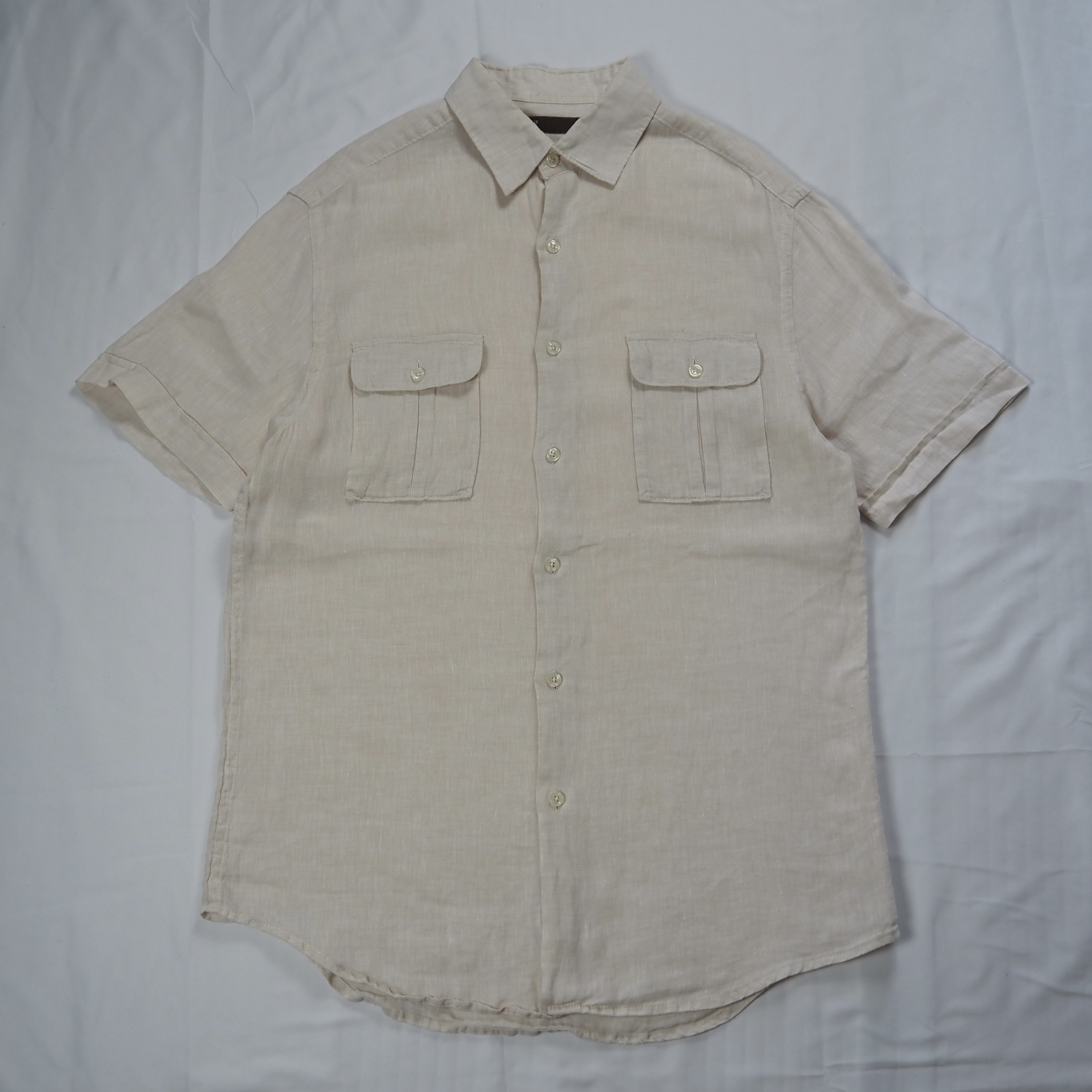 00’s Perry Ellis リネンシャツ Mサイズ 生成り 無地