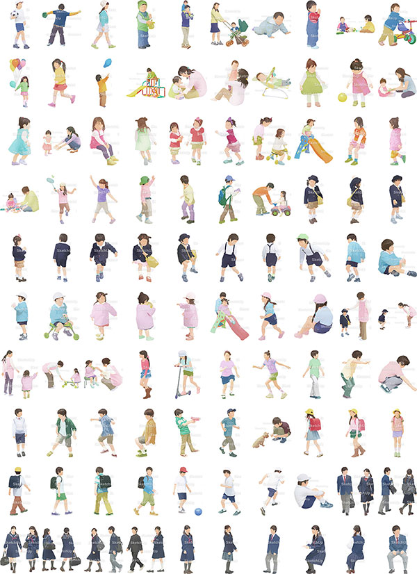 SketchUp素材子供イラスト100個-淡い 4aa_030 - 画像3