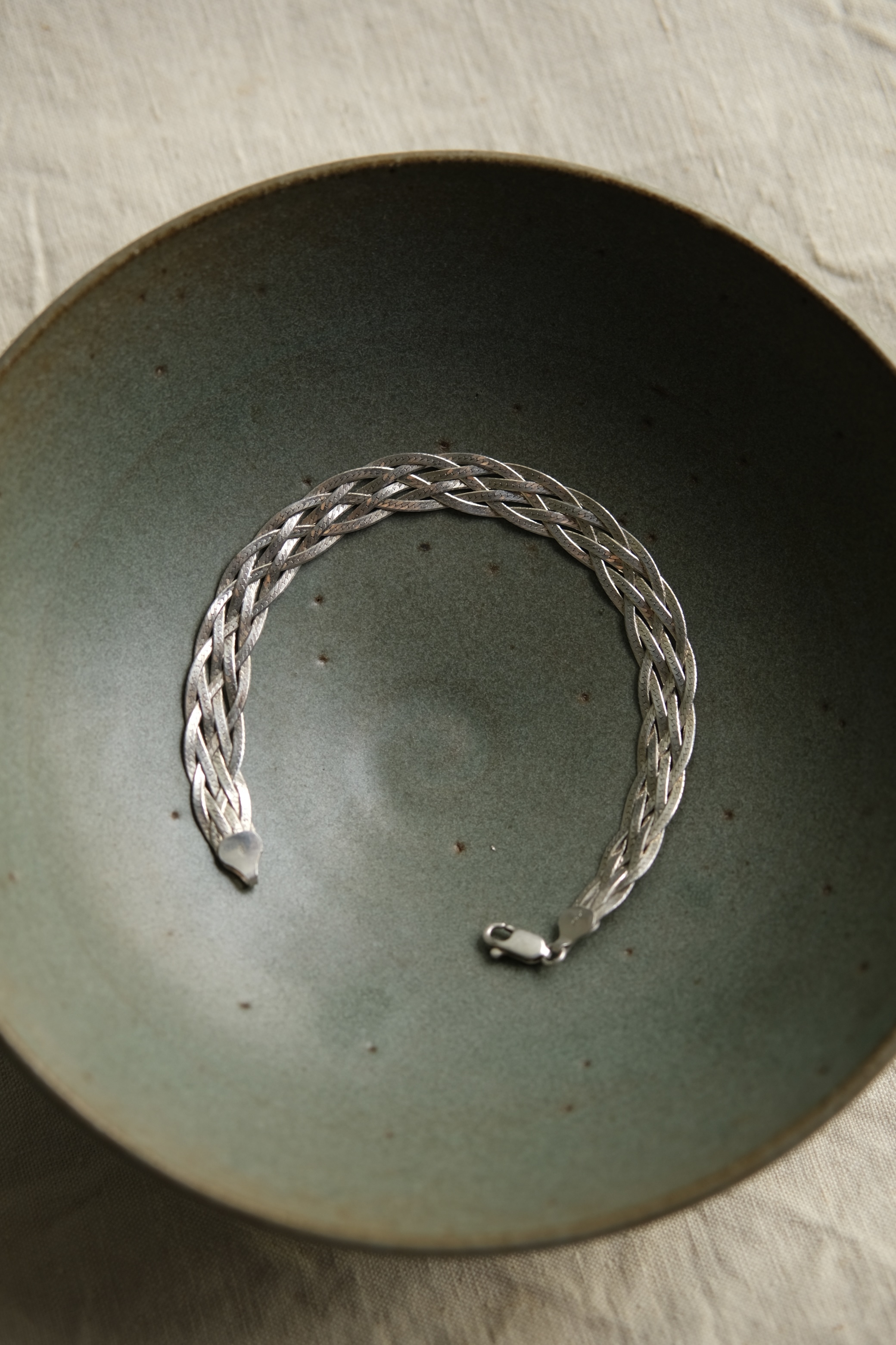 Utah/vintage 925 silver herringbone bracelet/made in italy