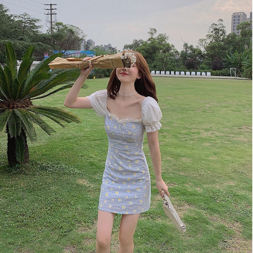 ガーリー マーガレットチェックワンピース B0245 Retro N