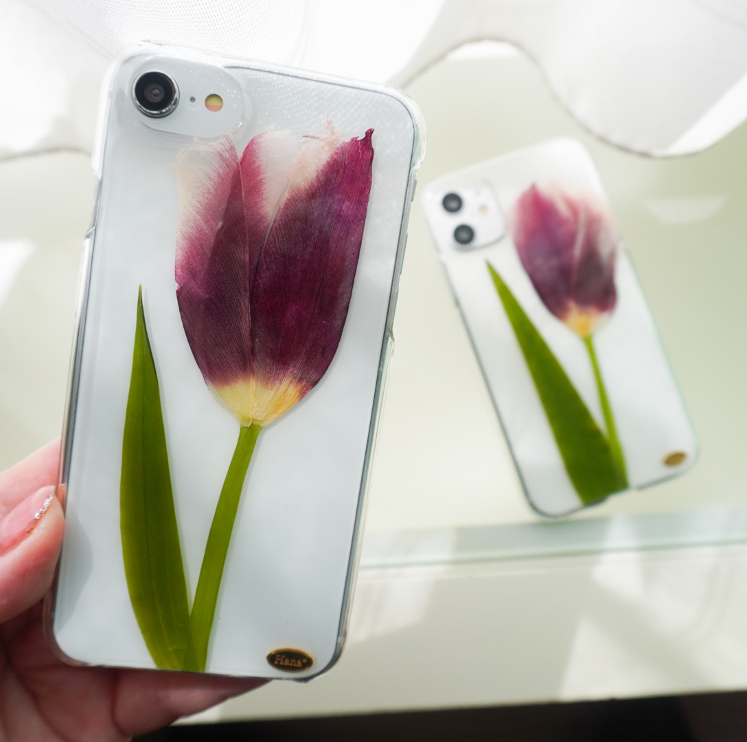 数量限定 チューリップスマホケース赤 全機種オーダーok Hana