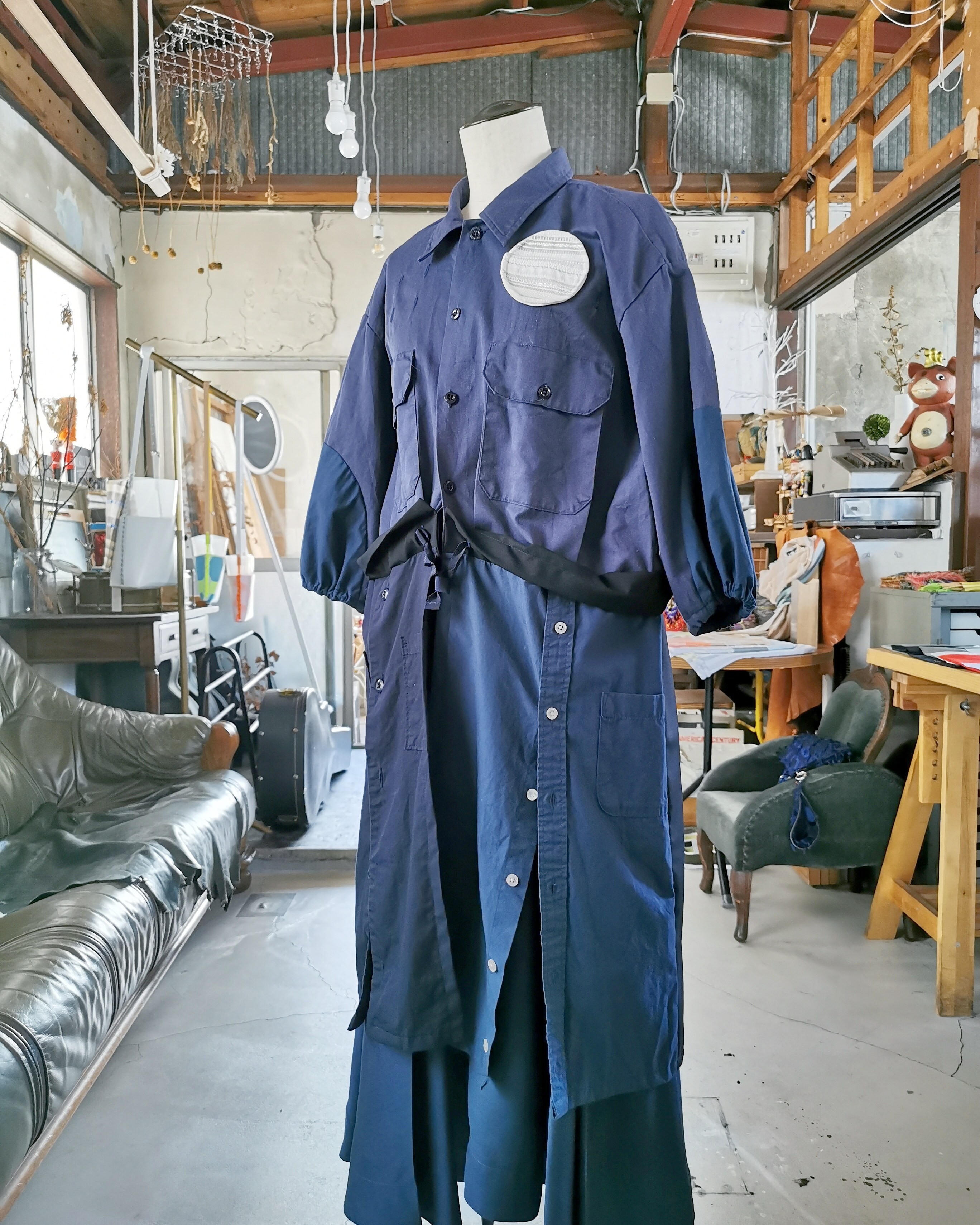 To Te ビンテージ リメイクシャツワンピース ネイビー Newold Stock By Otogi Designs