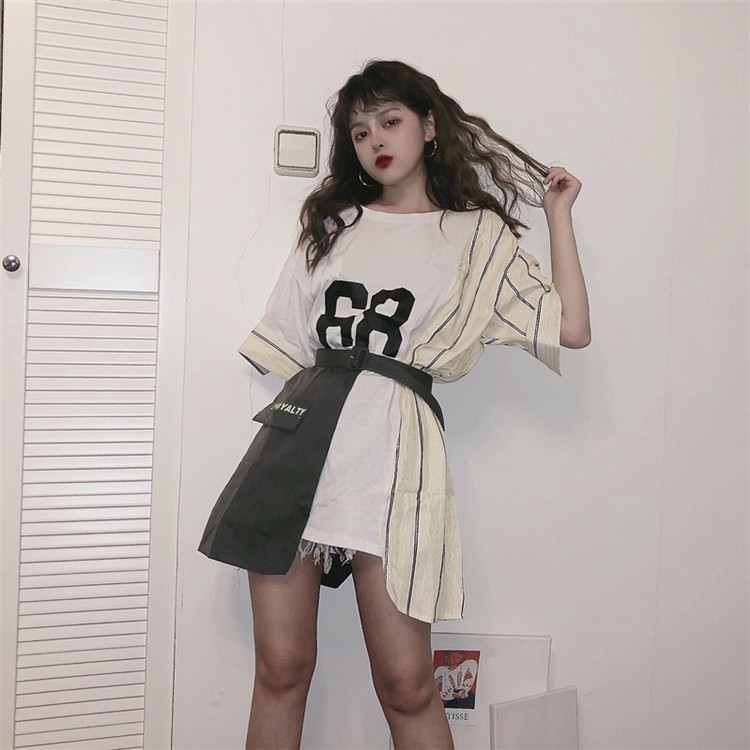 ワンピース スポーティ ストライプ プリント 変形 オルチャンファッション 韓国ファッション 韓国ファッション/OlChan♡
