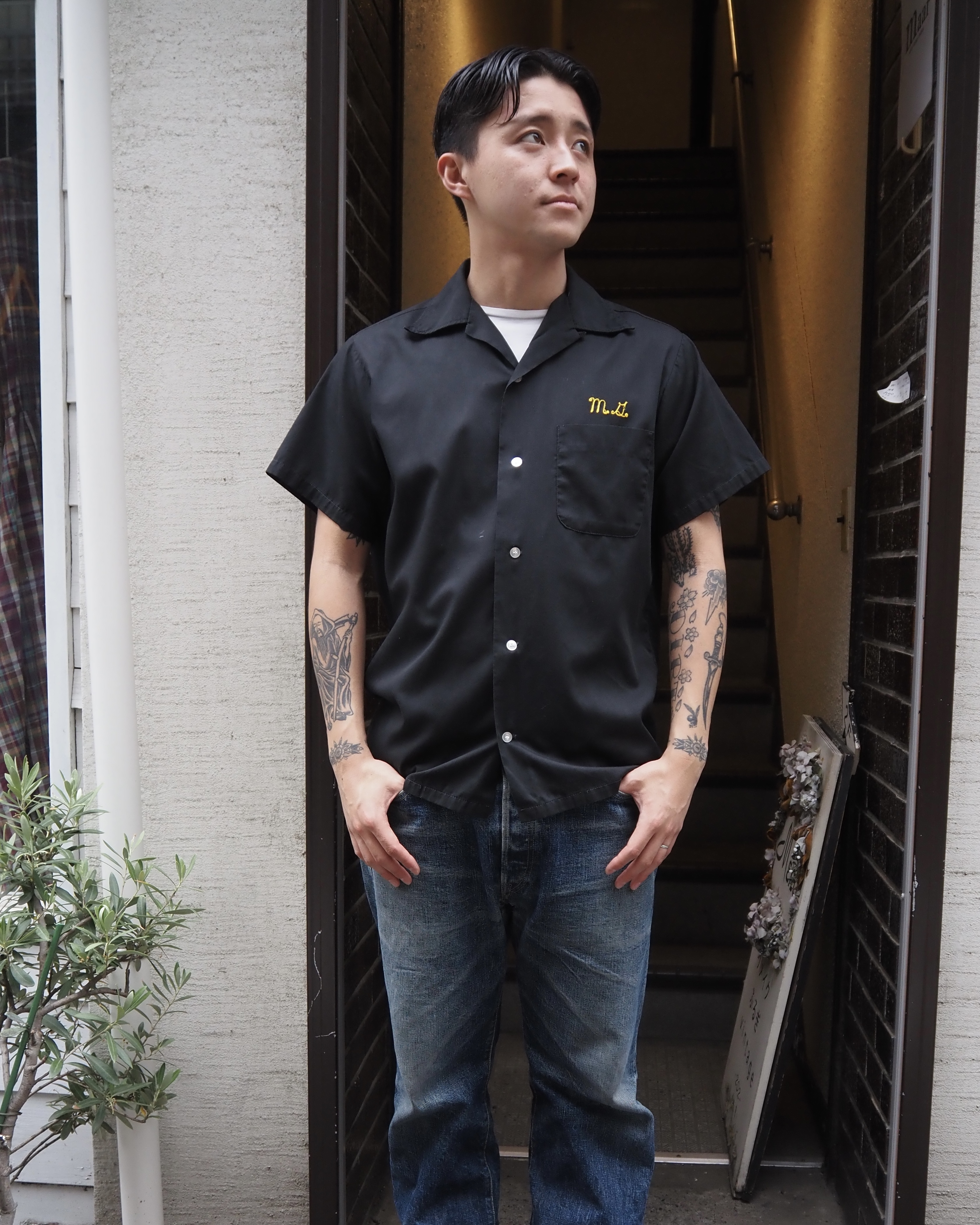 60’s ボーリングシャツ ブラック×イエロー の画像 2