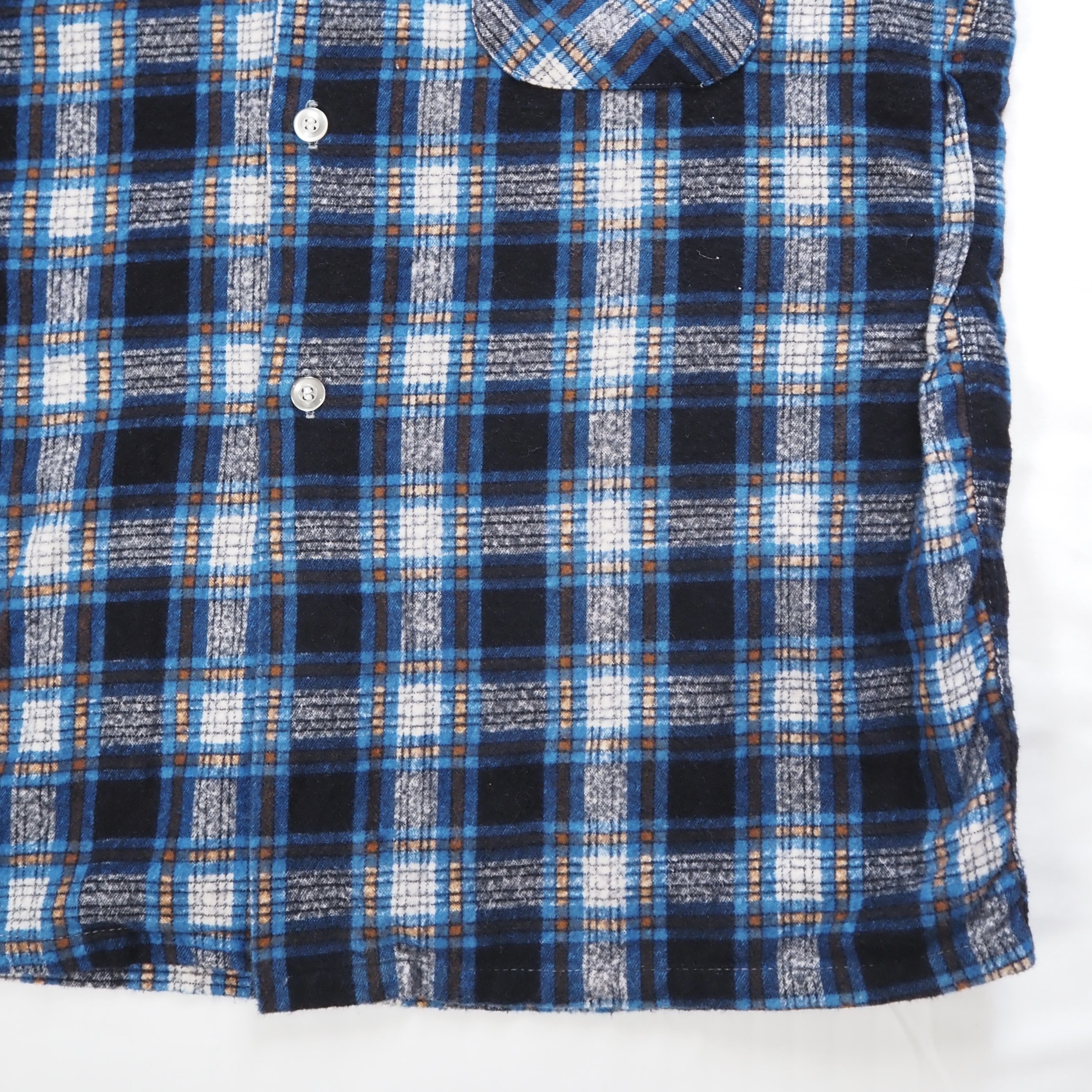 60’s Dan River Fabric プリントネル ブルー×ブラック  Mサイズ程度 の画像 7