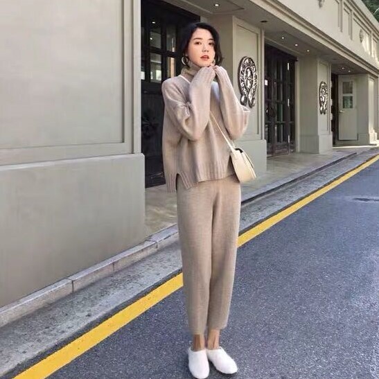 秋新作 セットアップ ニットトップス ニットパンツ セーター ワイドレッグパンツ レディース 上下レディースセットアップ 秋 冬 セットアップ New セットアップ レディース ブラック ベージュ ピンク ブルー ホワイト Viento