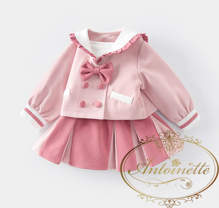セーラー 服 卒園式 卒業式 女の子 子供服 ツイード セットアップ スーツ 可愛い ピンク 長袖 在庫変動激しいです 気になる方は在庫をお問い合わせください Antoinette