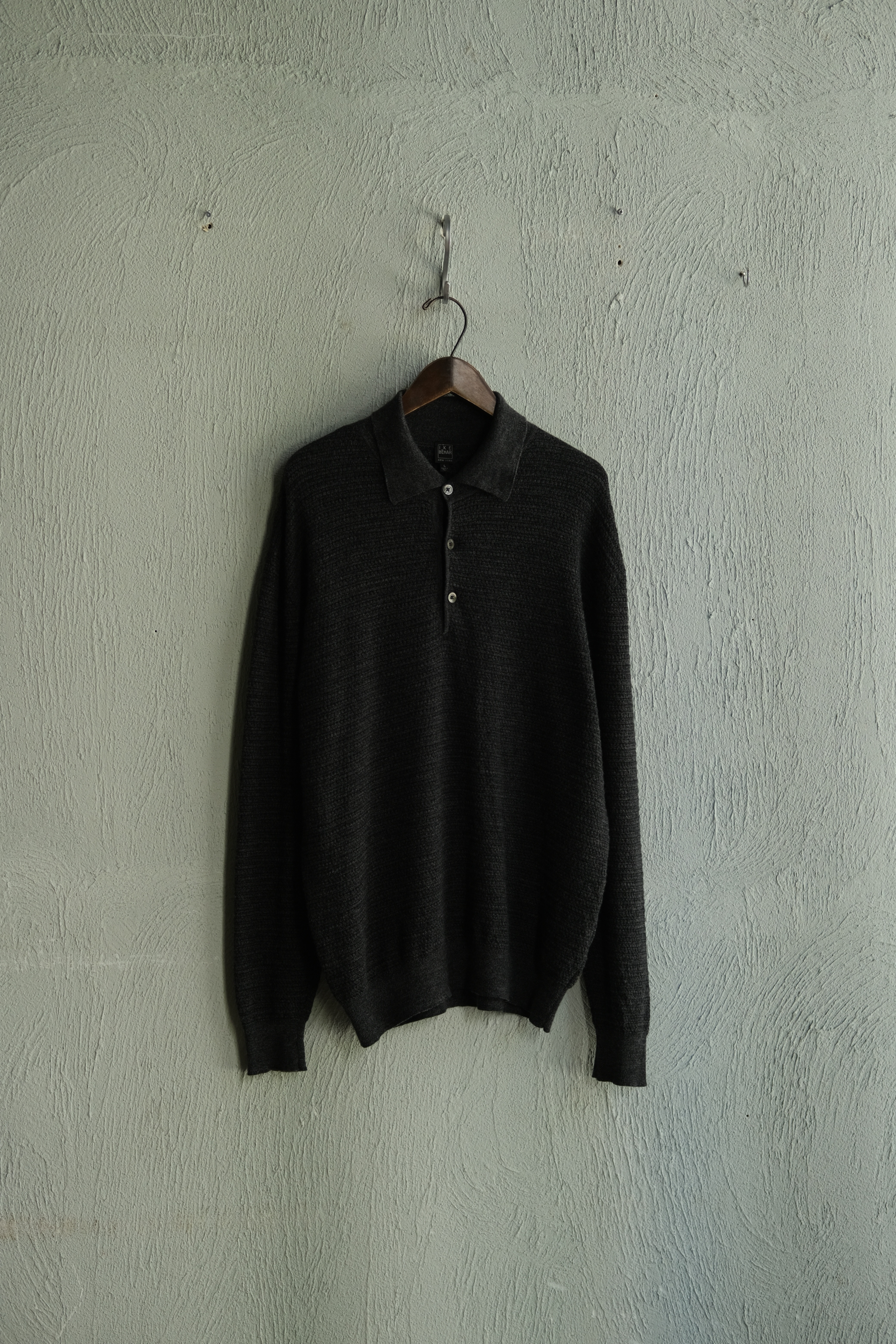 Utah/80-90's "IKE BEHAR" knit polo shirt/made in italy