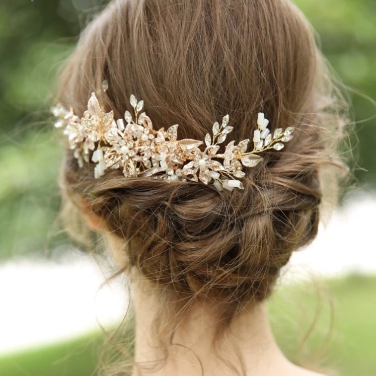 再入荷 小枝アクセサリー コーム ヘッドドレス ゴールド Aile Bouquet
