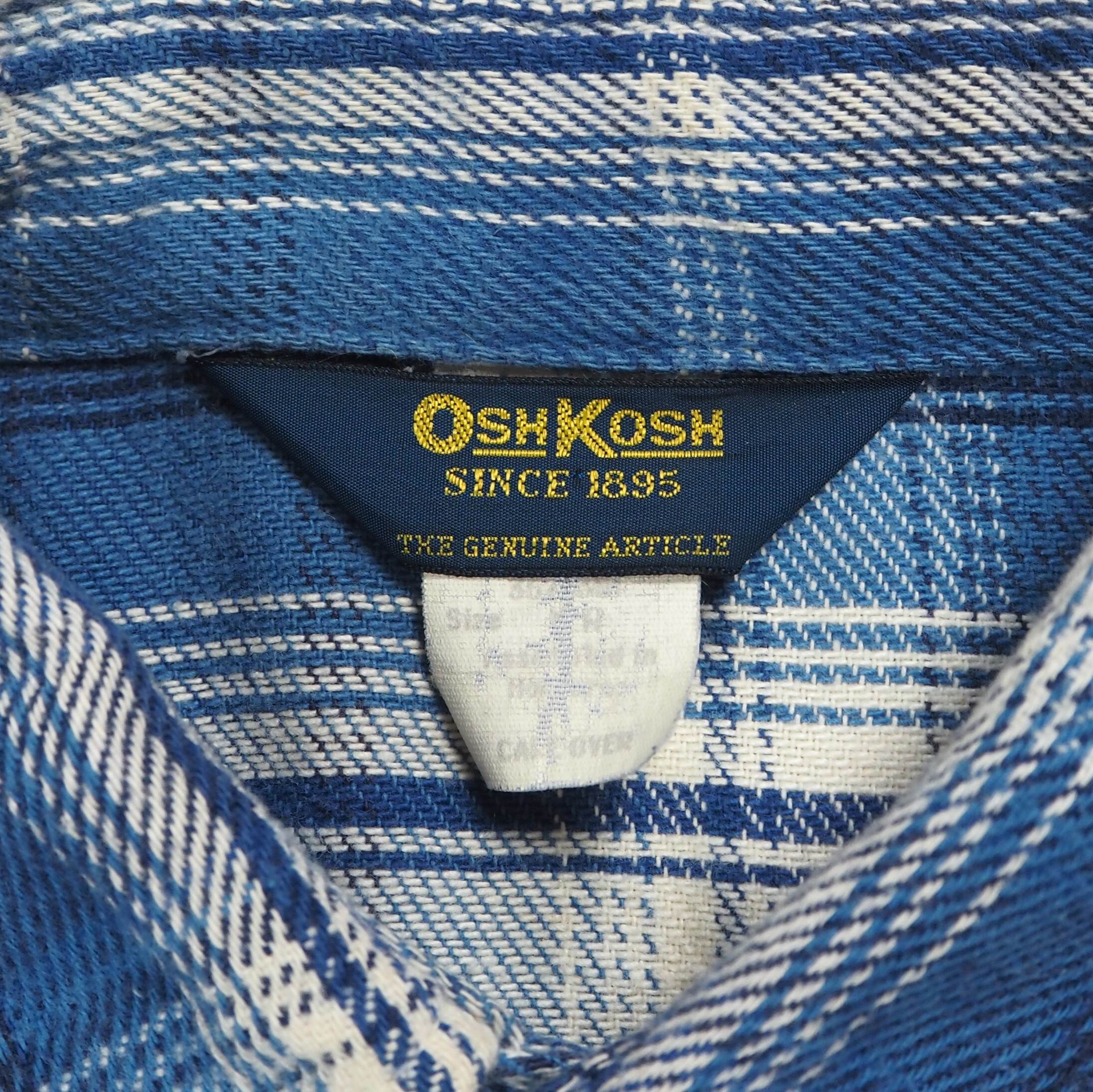 80's Osh Kosh ヘヴィネル ブルー×ホワイト XL程度 の画像 9