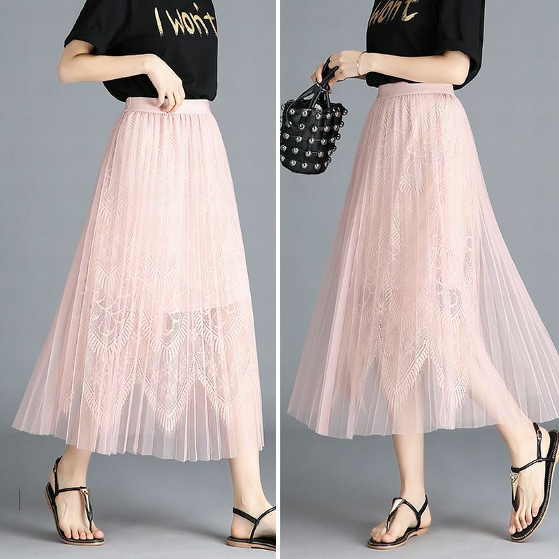 レディース レースプリーツスカート ウエストゴム ゆったり 春コーデ 夏コーデ 秋コーデ Women S High Waist Is Thin Lace Pleated Skirt Dct Value Rave Notice バリューレイヴノーティス 韓国ファッションやハワイアンジュエリーなど海外通販