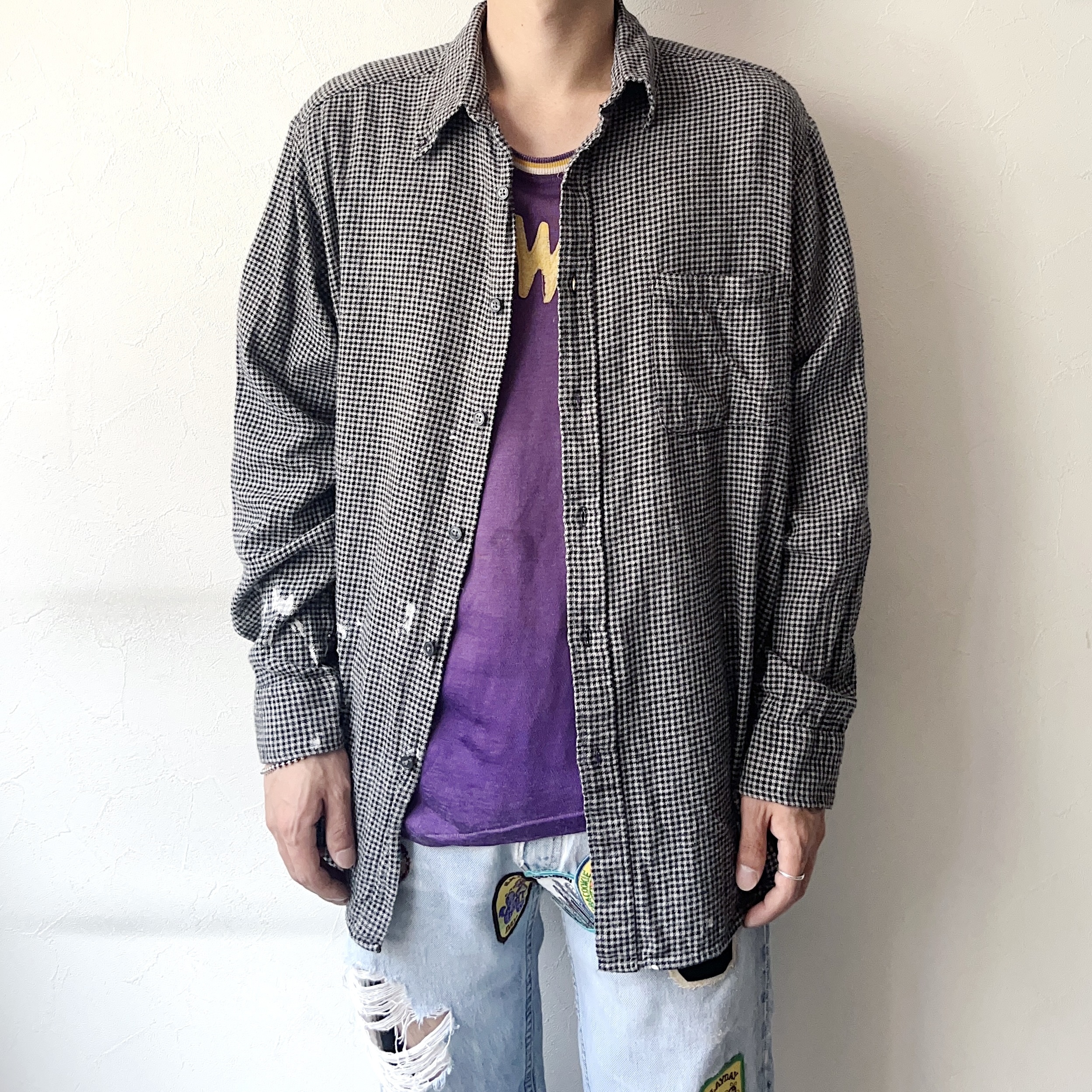 Vintage 80〜90's Grunge Houndstooth Shirt の画像 3