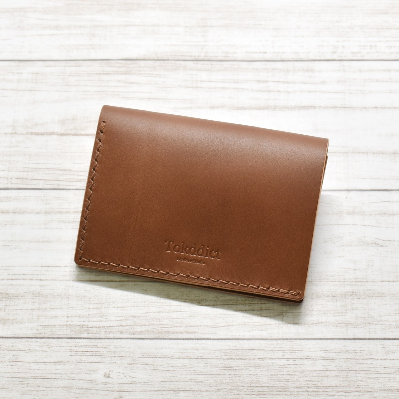 簡単収納 お札を折らずにしまえる薄型コンパクトウォレット ブラウン イタリアンレザー Tokddict Leather Studio 簡単収納 お札を折らずにしまえる薄型コンパクトウォレット ブラウン イタリアンレザー Tokddict Leather Studio