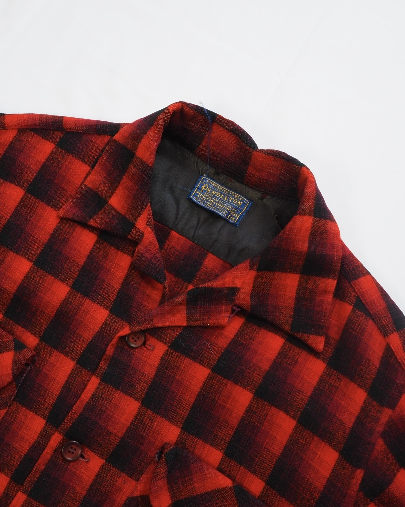 【VCM入荷】50’s Pendleton ウールシャツ オンブレチェック レッド×ブラック の画像 4