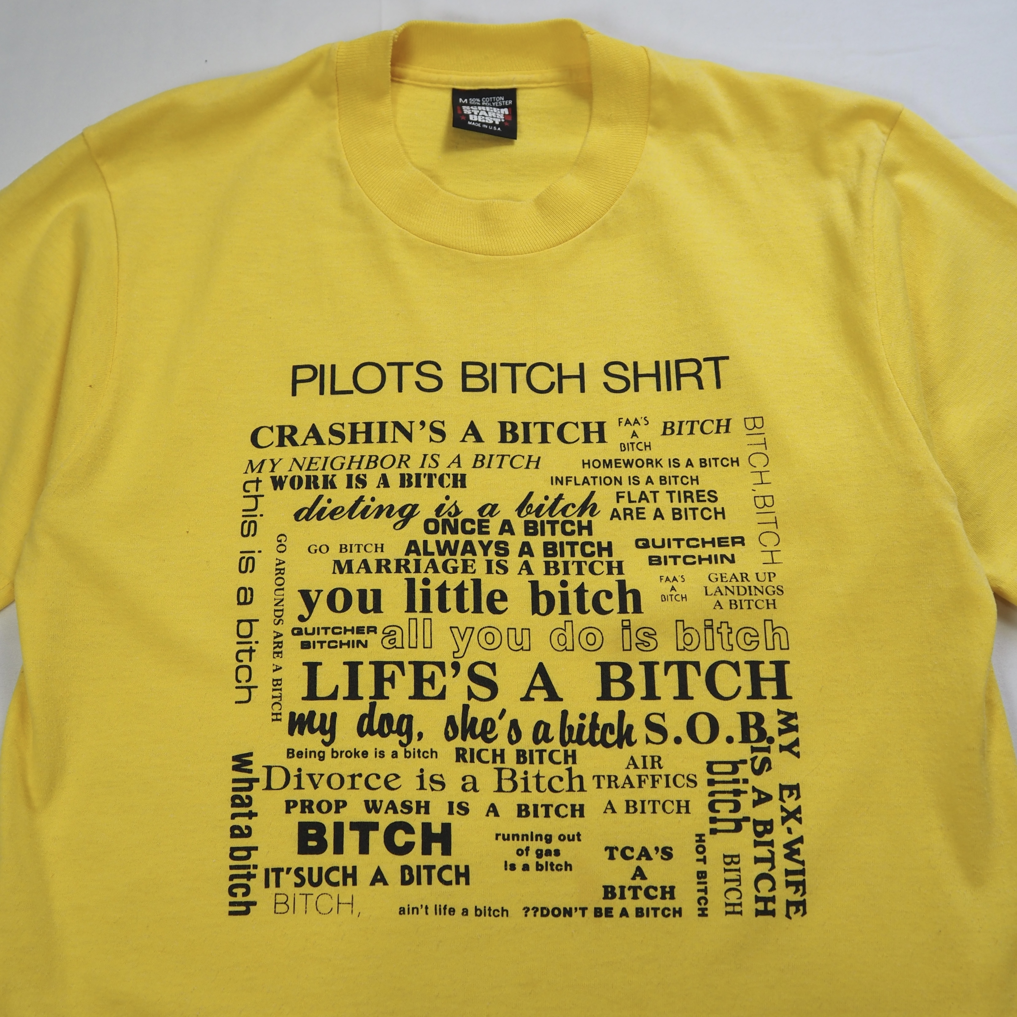 90’s スクリーンスターズ ビッチTシャツ イエロー Mサイズ の画像 3