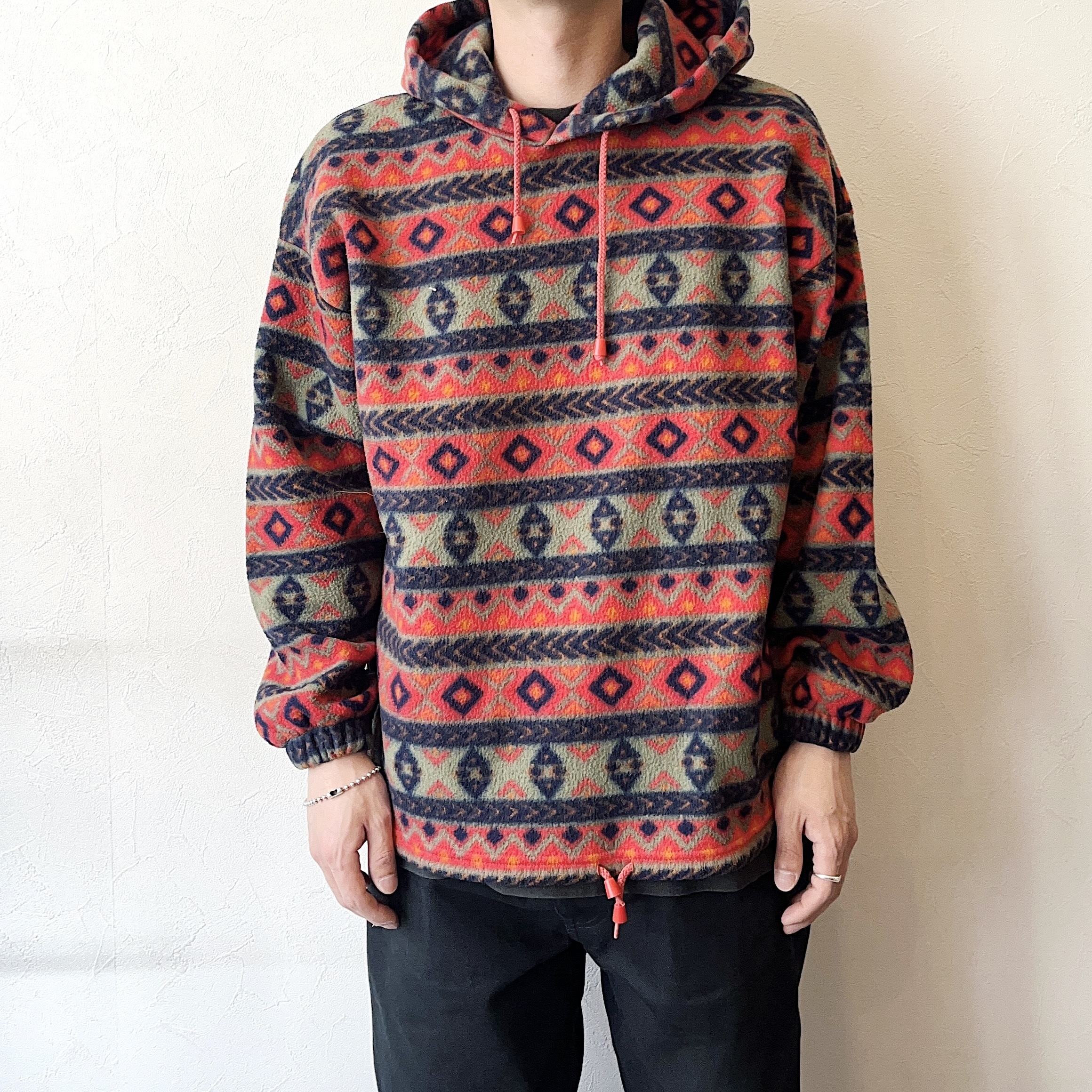 Vintage 90's【DENIM REPUBLIC】Patterned Fleece Hoodie の画像 3