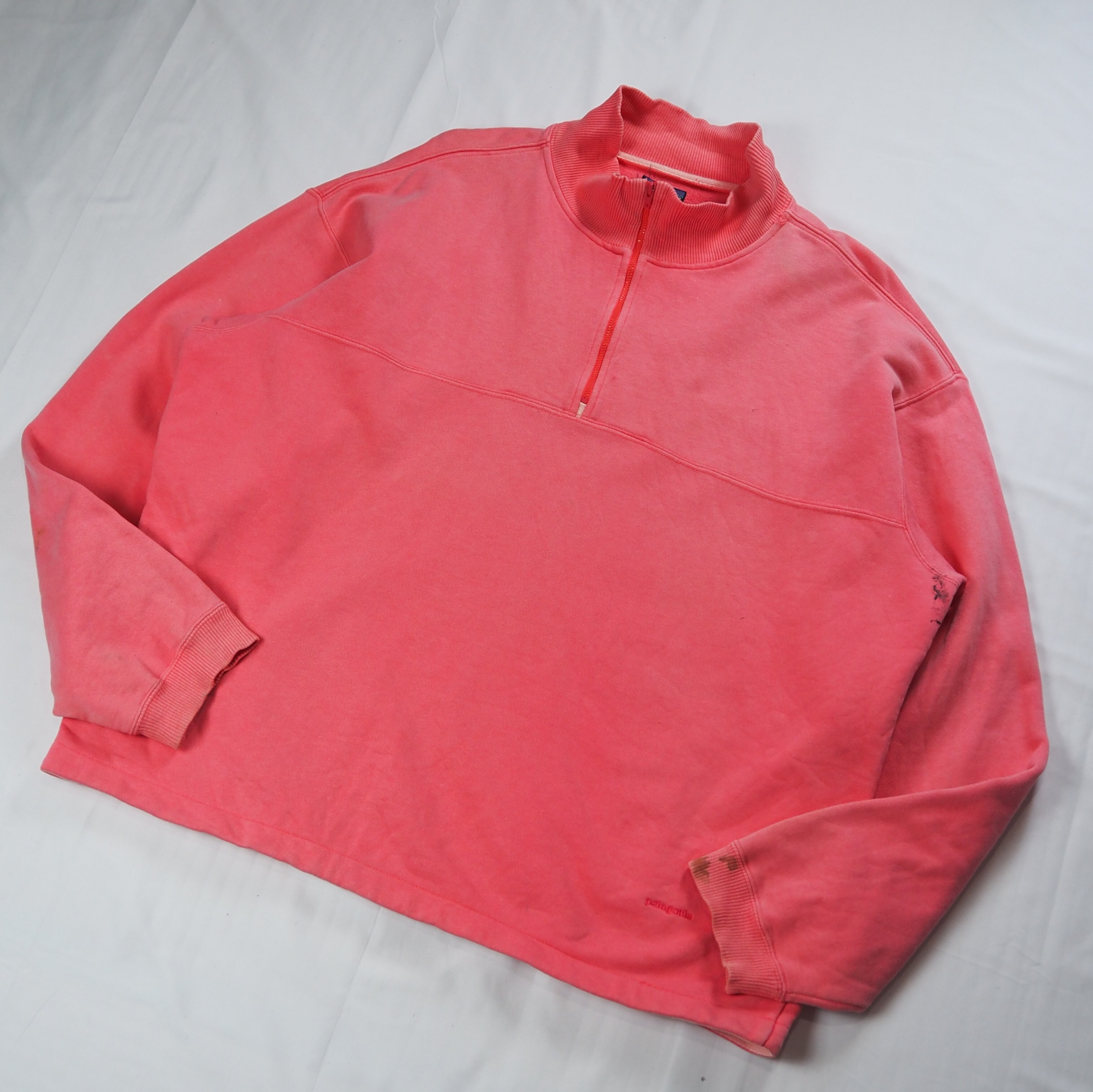 【9/23 20:00入荷】90's Patagonia ハーフジップスウェット ピンク Lサイズ の画像 2
