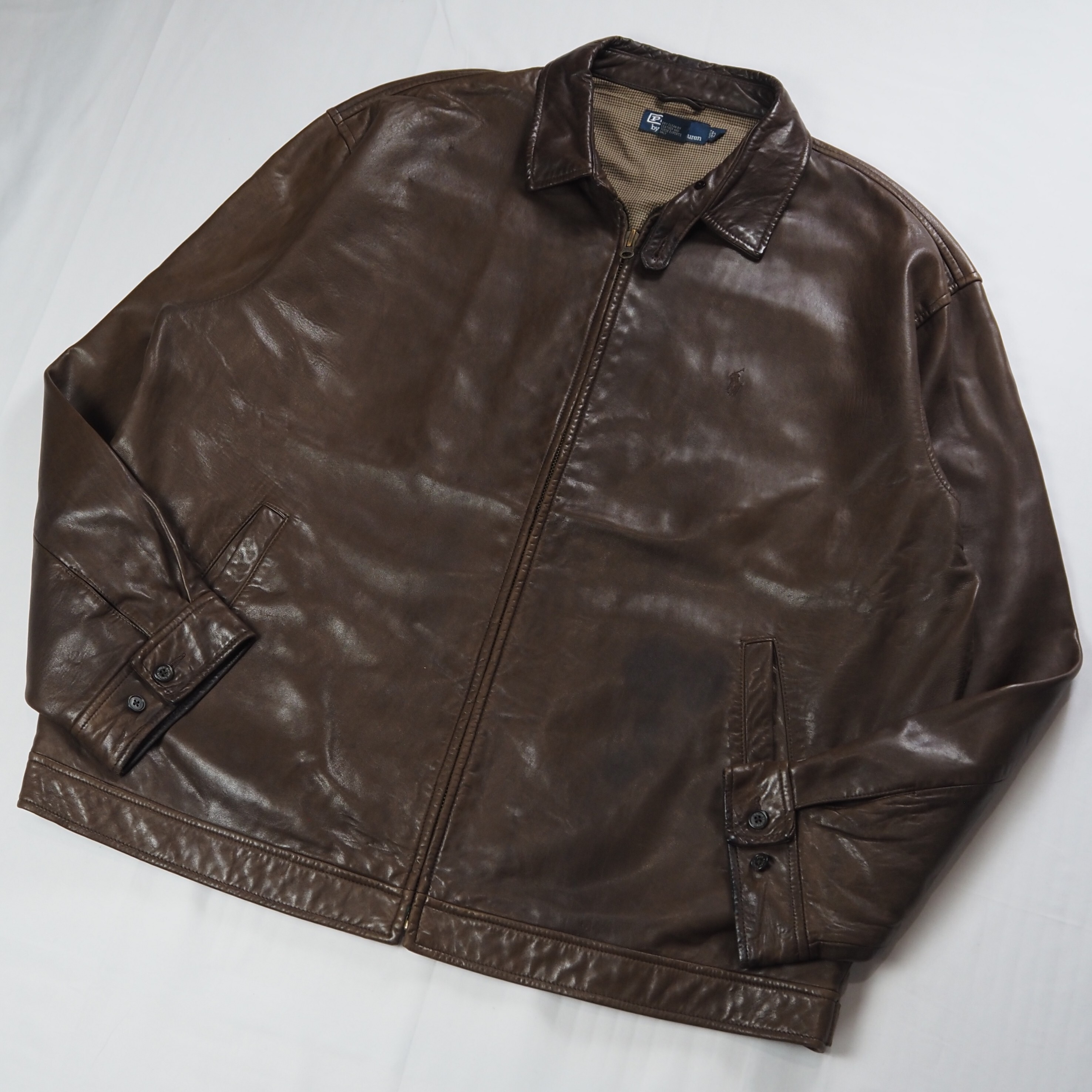 【9/23 20:00入荷】90's Ralph Lauren ラムレザージャケット XXL の画像 2
