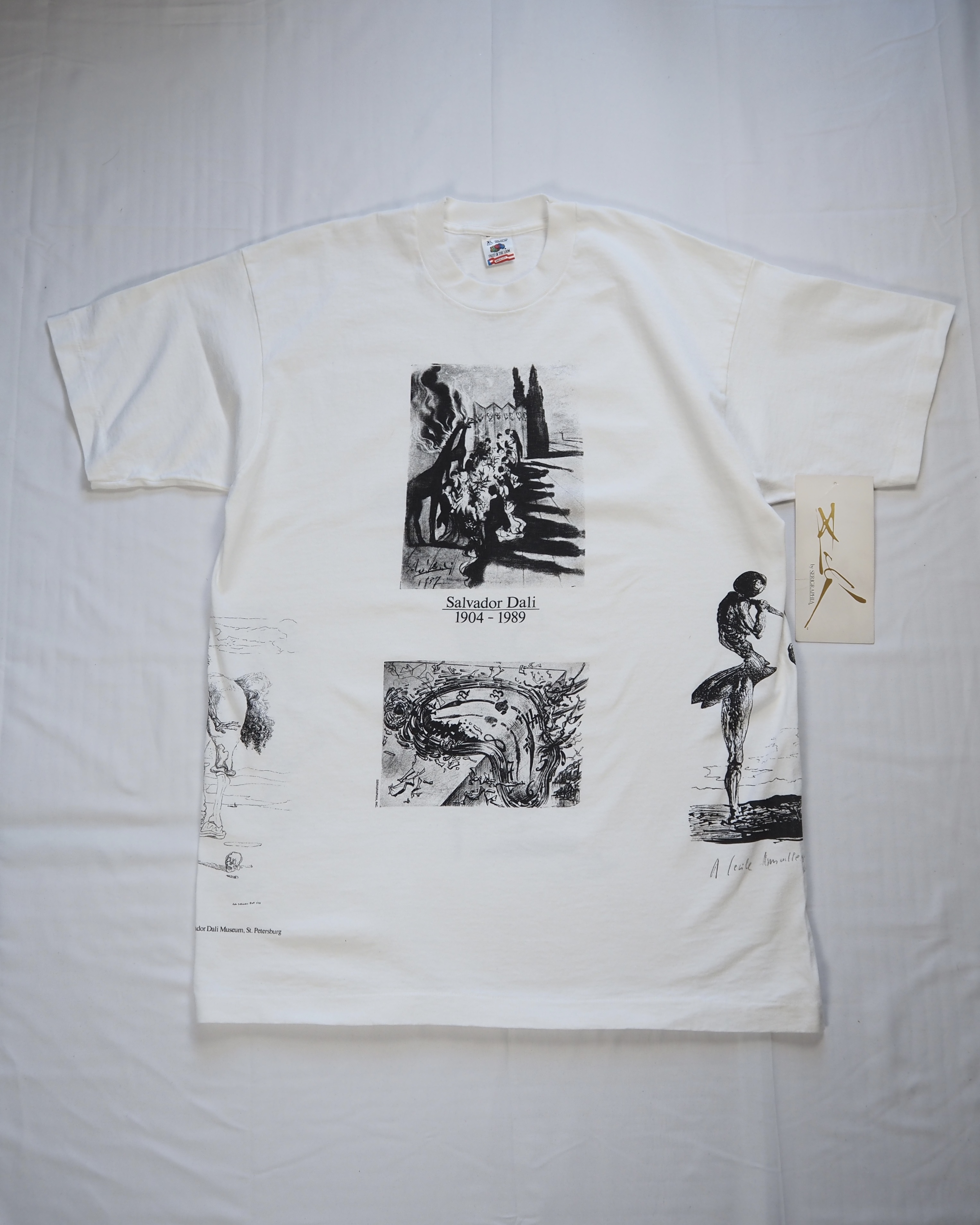 90's Fruits of the loom アートTシャツ ダリ 総柄プリント XL