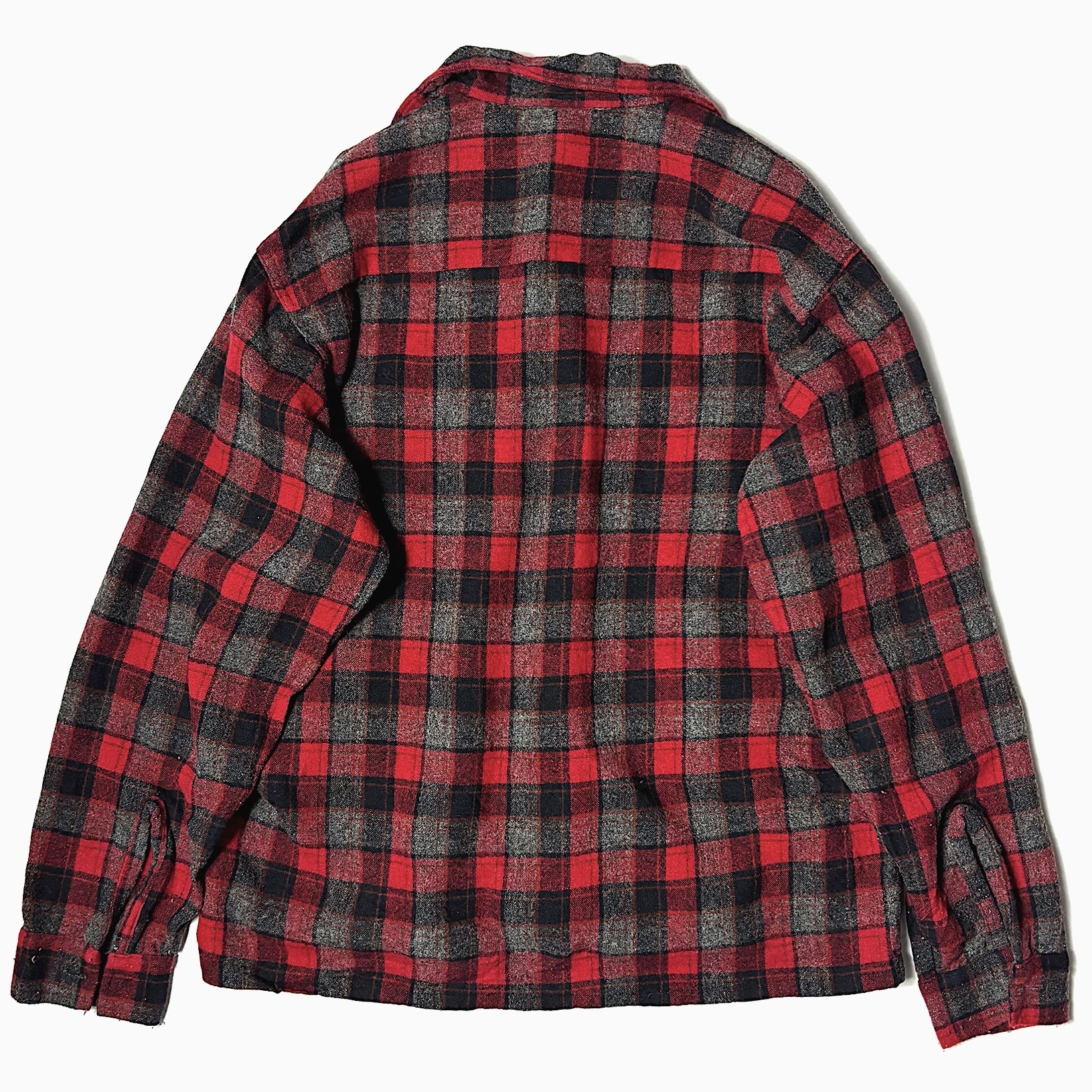 Vintage 60's【BRENT】Open Collar Wool Check Shirt の画像 2