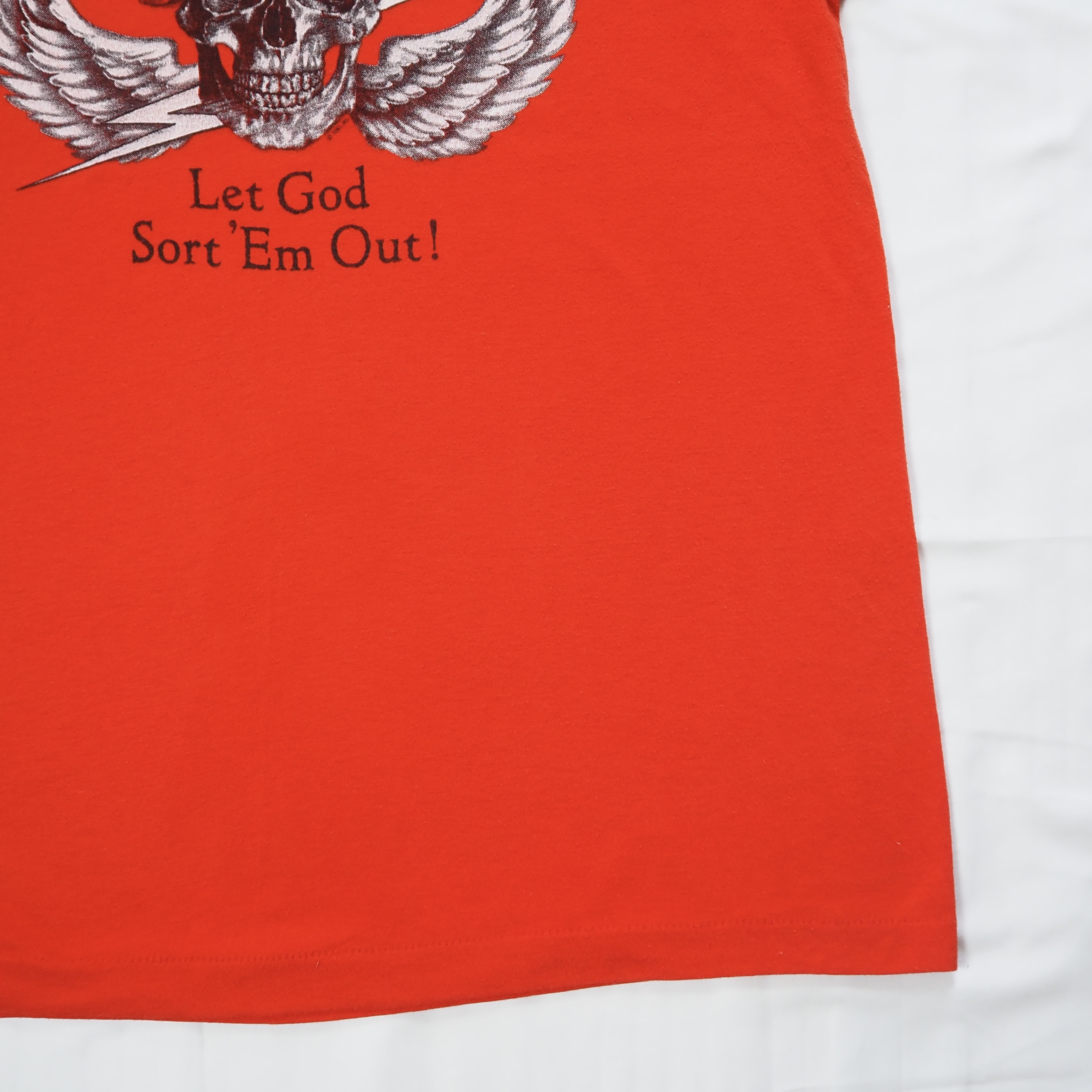 80’s スカル プリントTシャツ XL レッド の画像 11