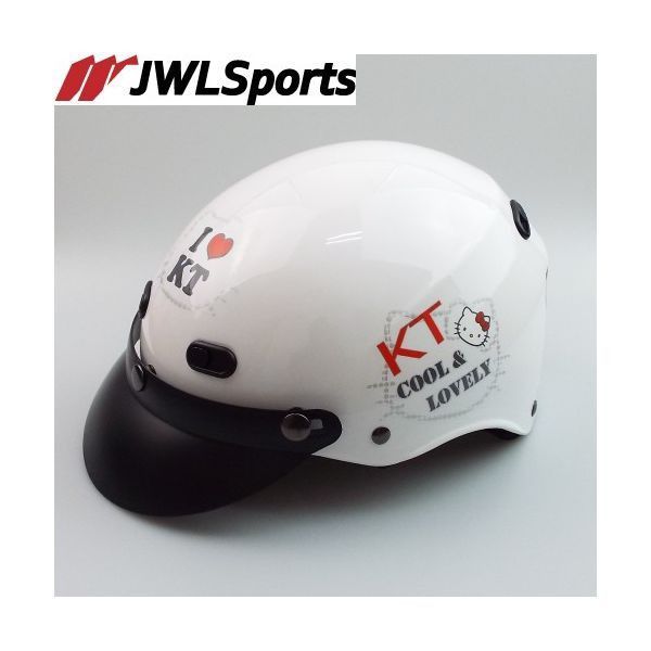 バイクヘルメット ハローキティ ハーフヘルメット Cool Lovely 白 ホワイト シールド別売り Jwlsports バイクヘルメット ハローキティ ハーフヘルメット Cool Lovely 白 ホワイト シールド別売り Jwlsports