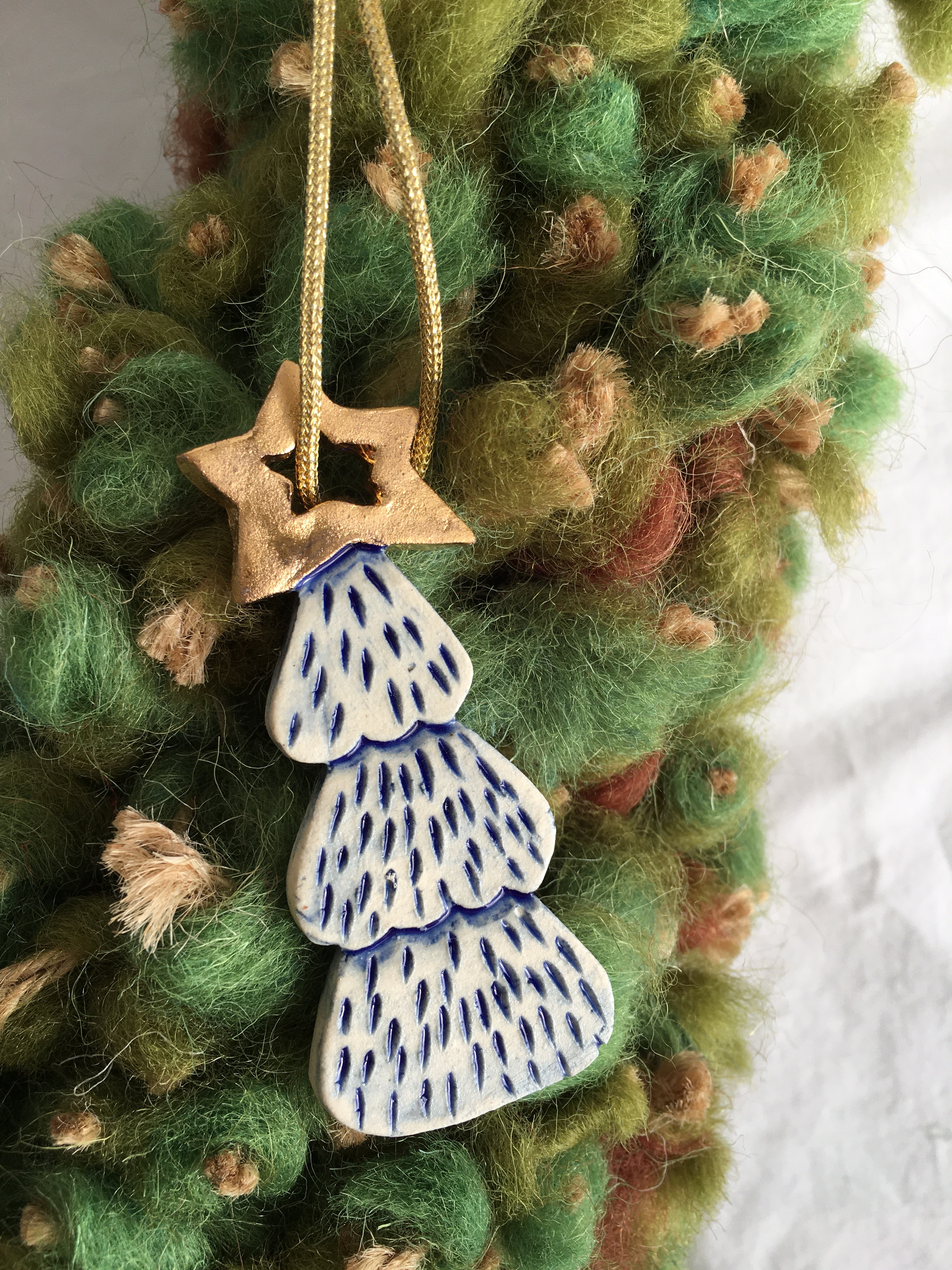 クリスマスオーナメント 星ツリー ルリ色 Tocohana Ceramics クリスマスオーナメント 星ツリー ルリ色 Tocohana Ceramics
