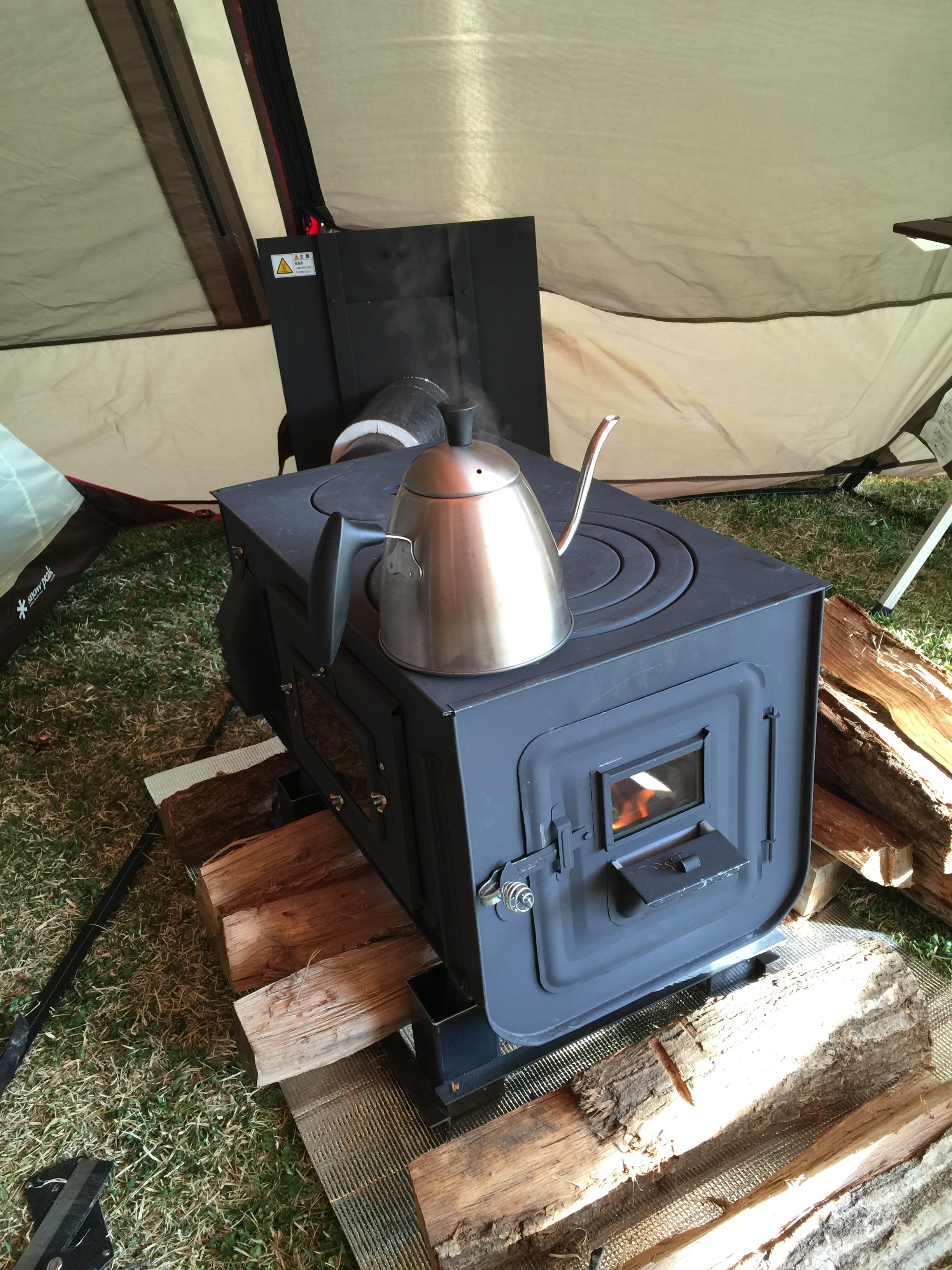 要納期確認 新保製作所 角型3面窓付薪ストーブ【FIRESIDE 】 STARFIELD OUTDOOR