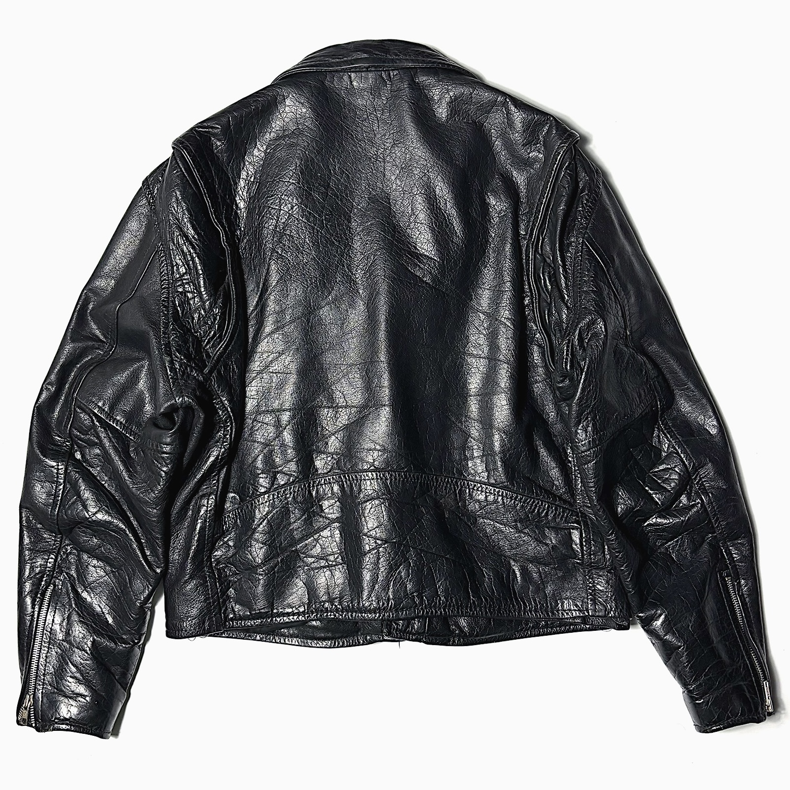 Vintage 80's【FIRST Genuine Leather】Double Riders Jacket の画像 2