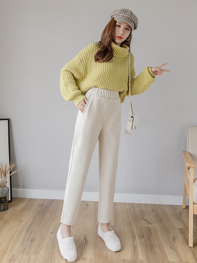 パンツ ボトムス ズボン レディース クロップドパンツ アンクルパンツ 春 秋 冬 10代 代 30代 40代 大きいサイズ Xl 2xl ゆったり きれいめ カジュアル パンツ コーデ ウール アンクル丈 ハーレムパンツ クロップド 無地 ハイウエスト ホワイト 白 ブラック 黒 グレー
