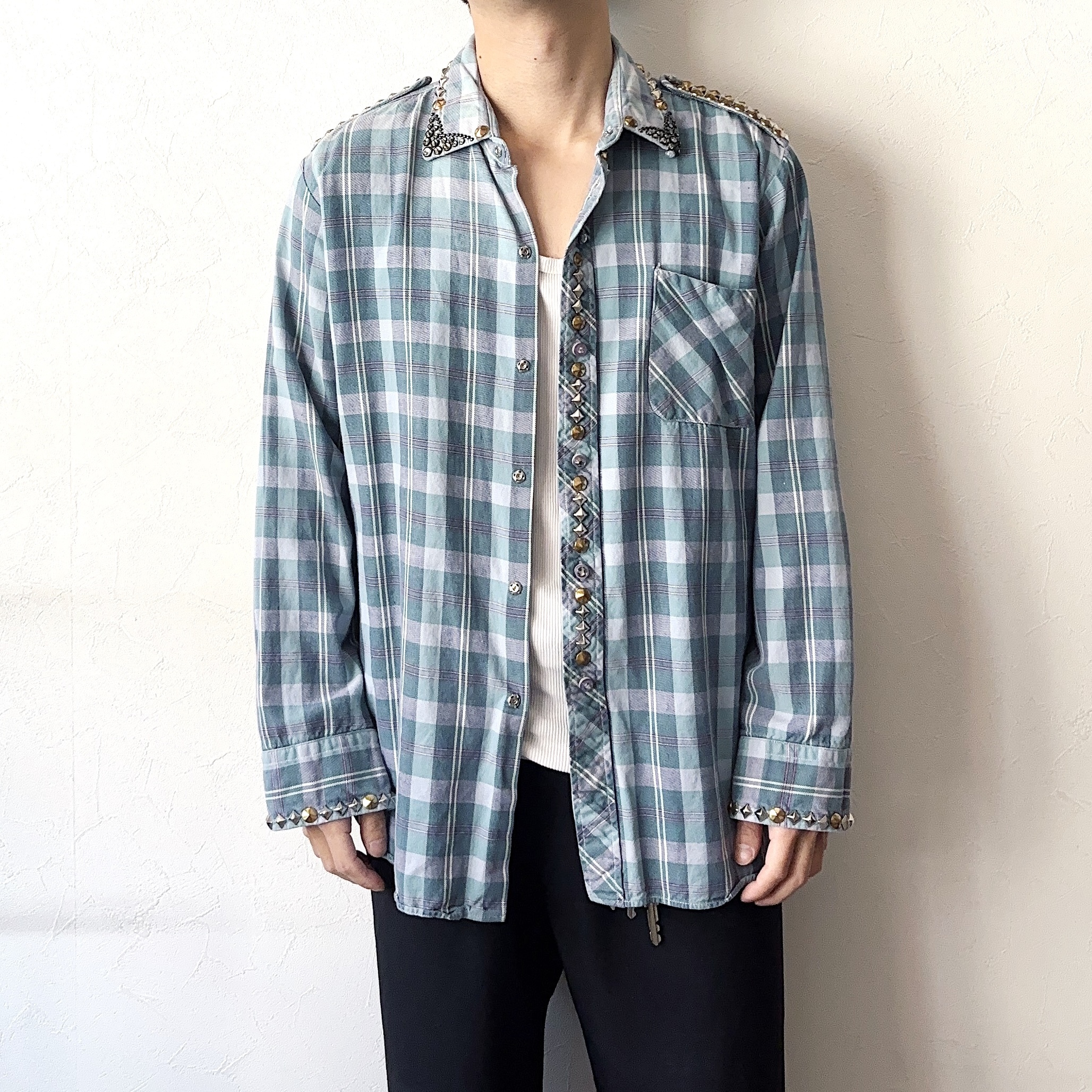 Vintage 80's【Friendship】Studs Check Shirt の画像 3