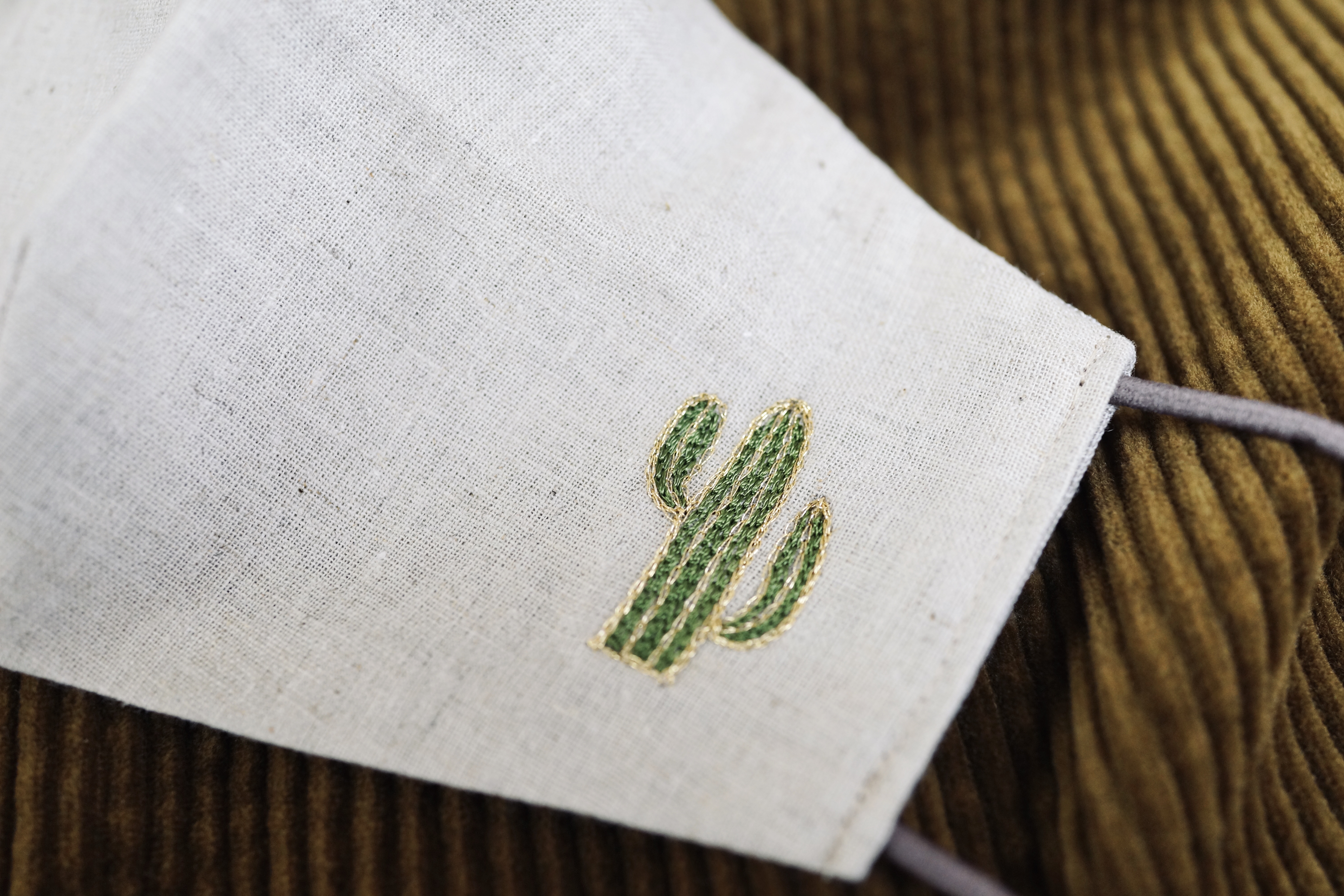 【刺繍マスク/ワイヤー】 "Cactus✴︎Beige"