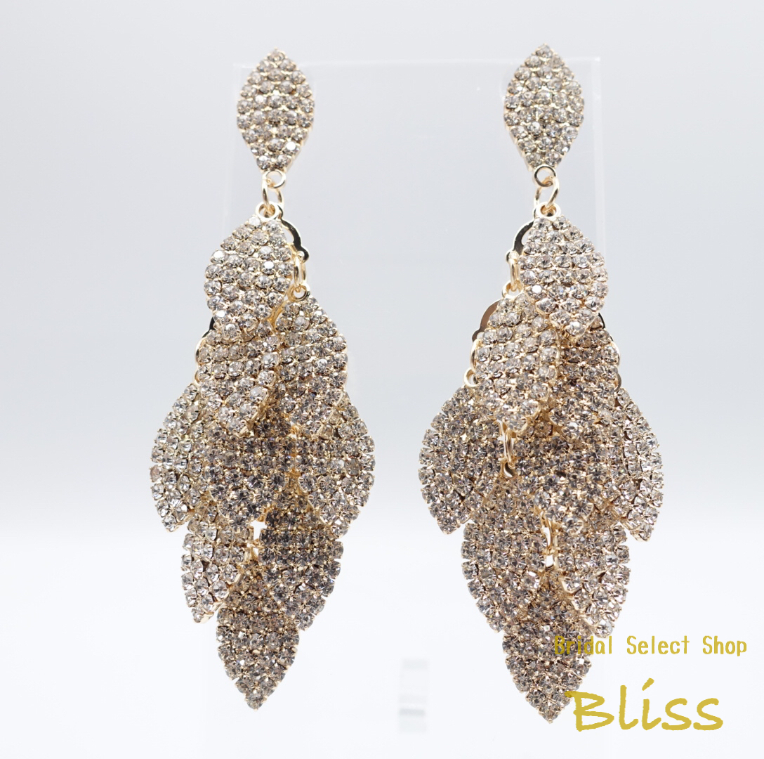 リーフ ビジュー ピアス イヤリング 選択 ウェディング アクセサリー ブライダル ブライダルセレクトショップ Bliss