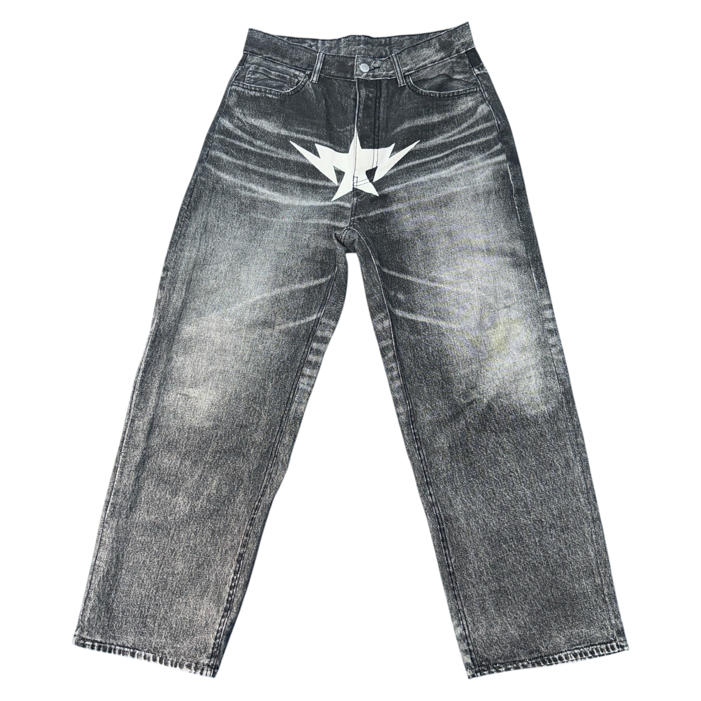 【A BATHING APE】エイプ “STA” スタープリント ブラック デニムパンツ