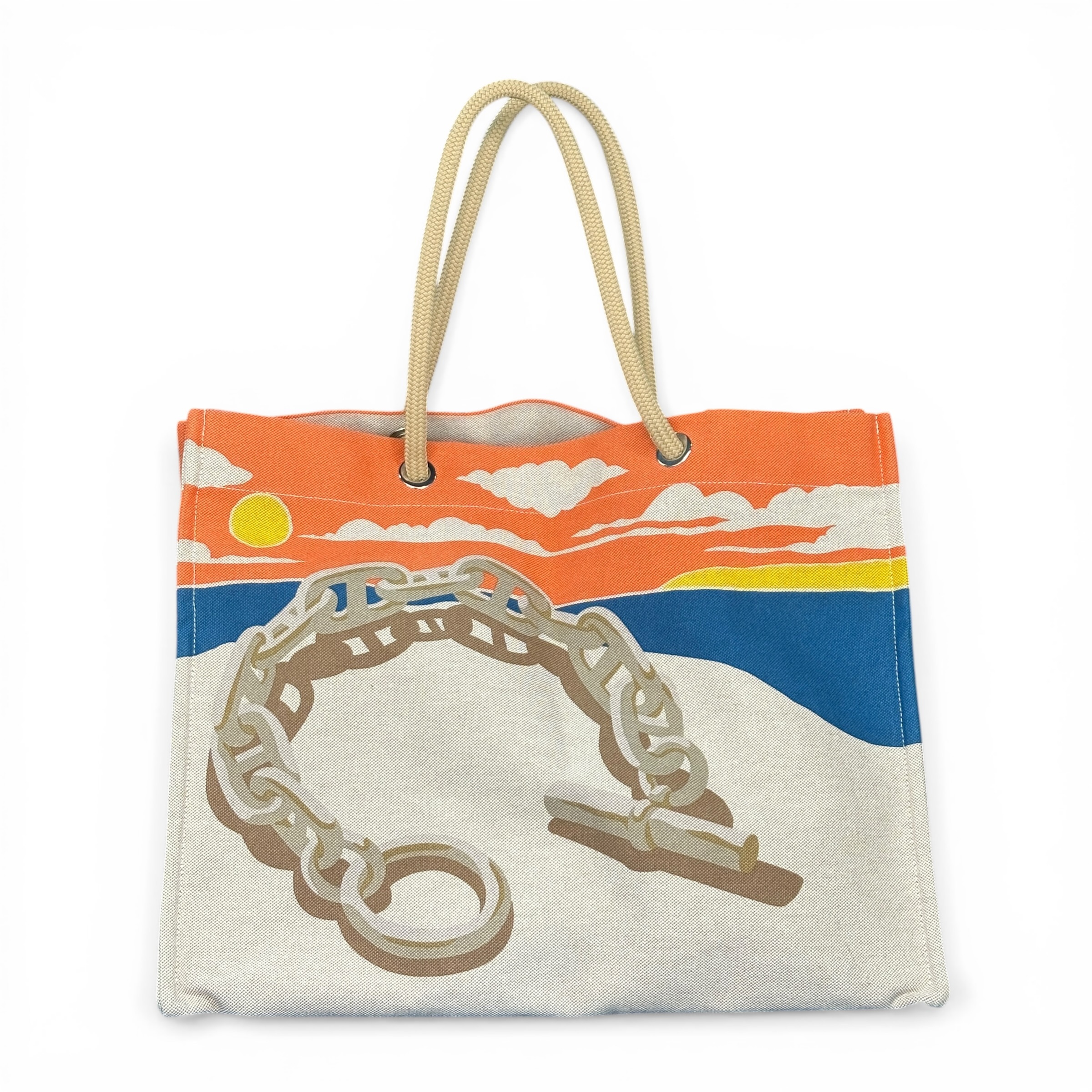 【HERMES】エルメス “ESCALE A LA PLAGE” “CHAINE D’ANCRE” 103743M トワルH  ビーチバッグ