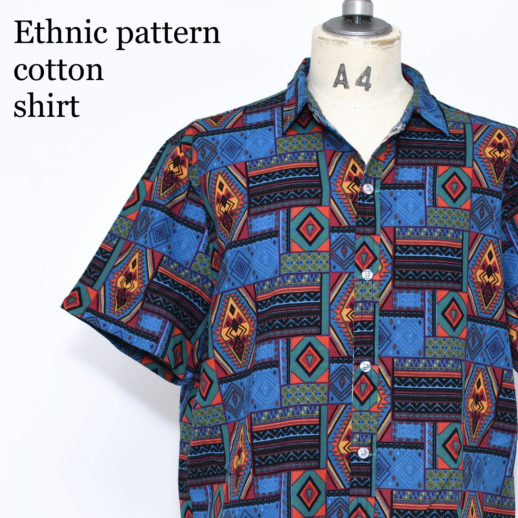 Ethnic Pattern Shirt エスニック柄 コットンシャツ 古着屋 Grin Days Memory Ethnic Pattern Shirt エスニック柄 コットンシャツ 古着屋 Grin Days Memory