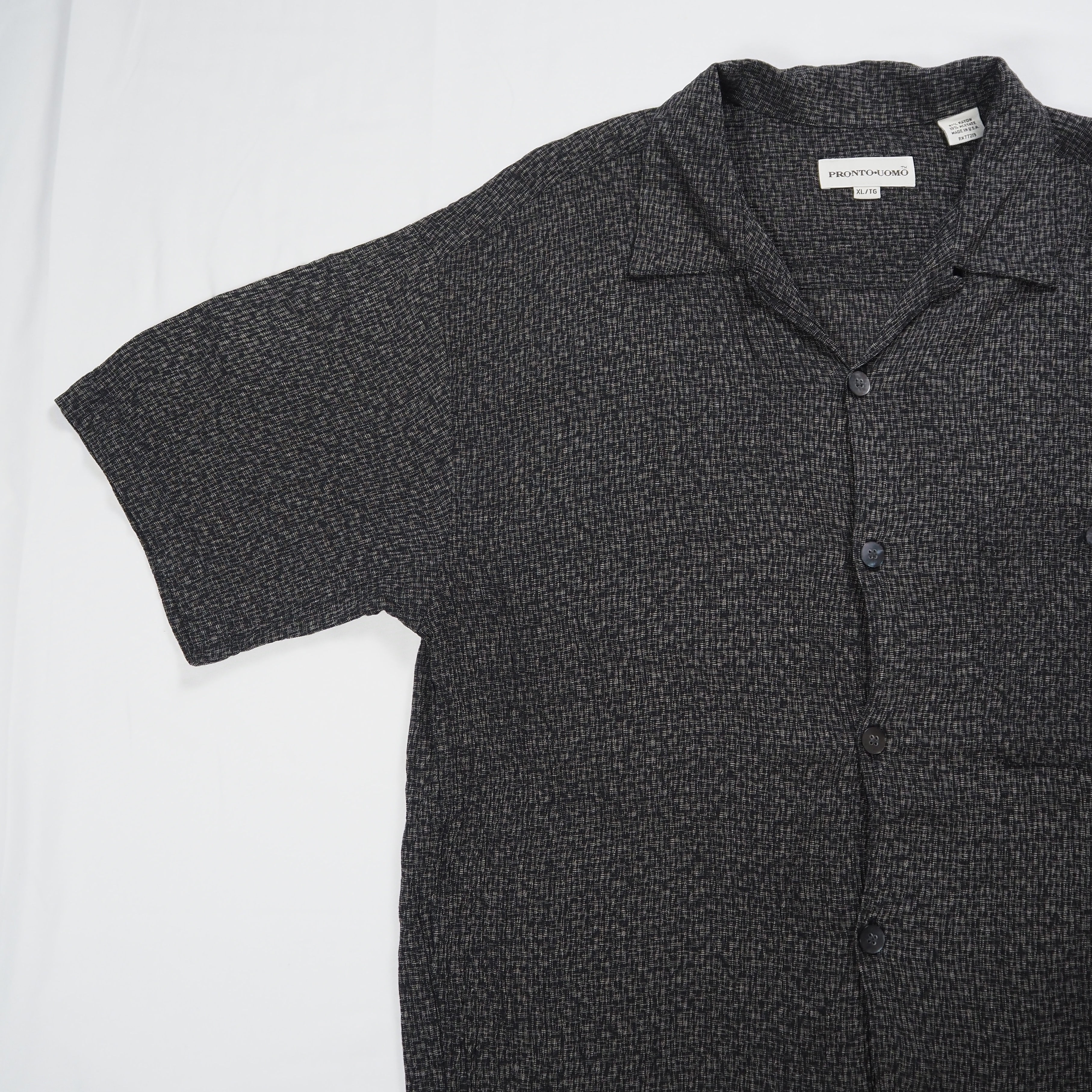 90’s Pronto Uomo 開襟レーヨンシャツ XL ブラック アメリカ製 の画像 6