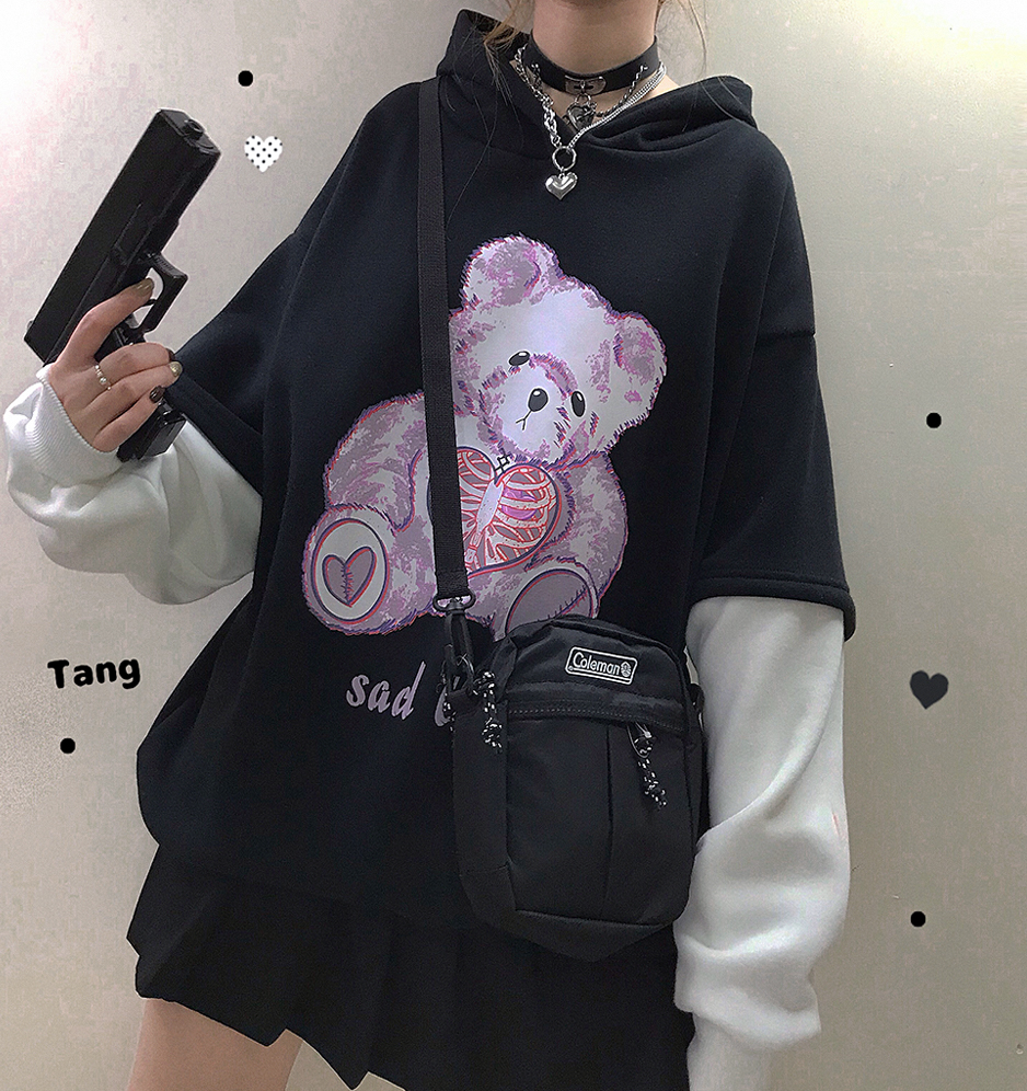トップス 韓国系ファッションストリート系切り替えフード付き配色パーカー 代プチプラレディースファッション通販 若い女性ファッションサイトsaypretty