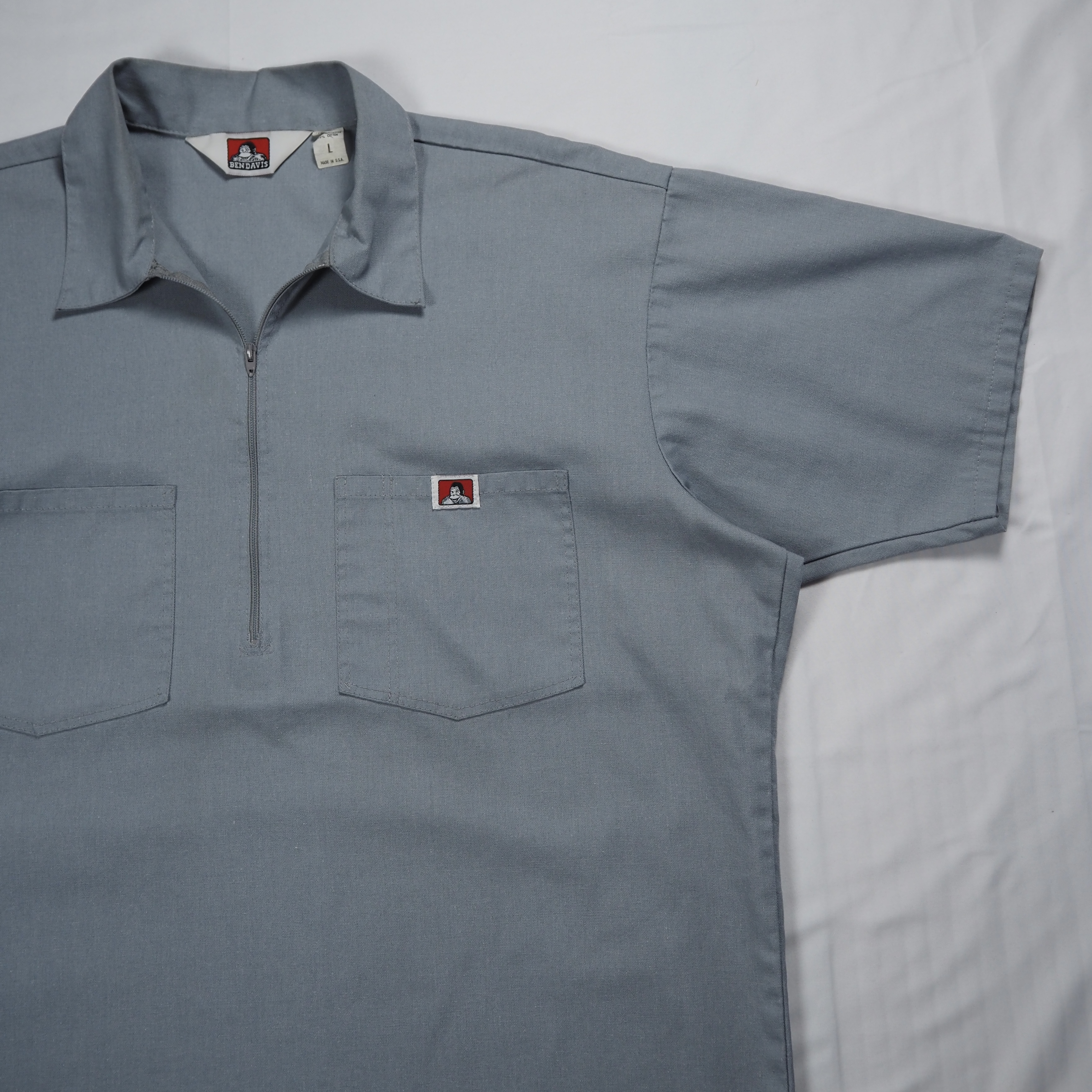 80’s Ben Davis ハーフジップシャツ グレー Lサイズ の画像 9