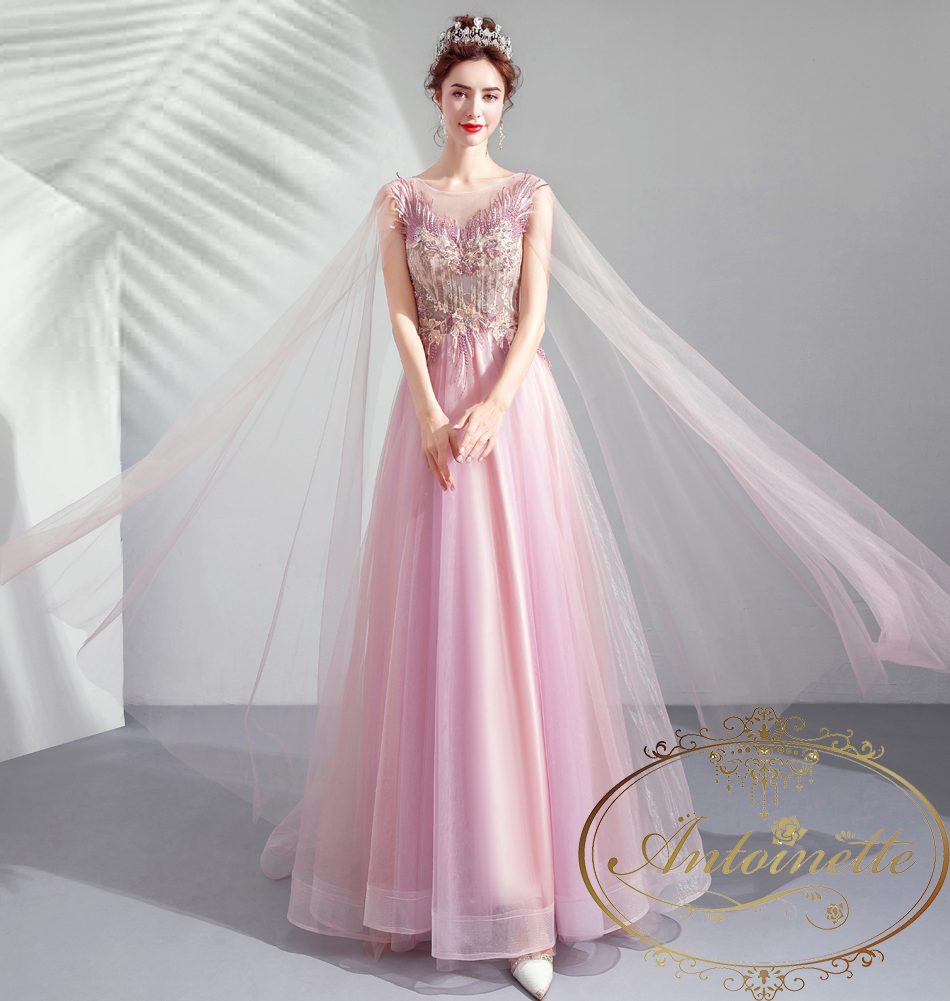 Fairy Feminine Pink Wedding Color Dress マント カラードレス ウエディングドレス ピンク Antoinette