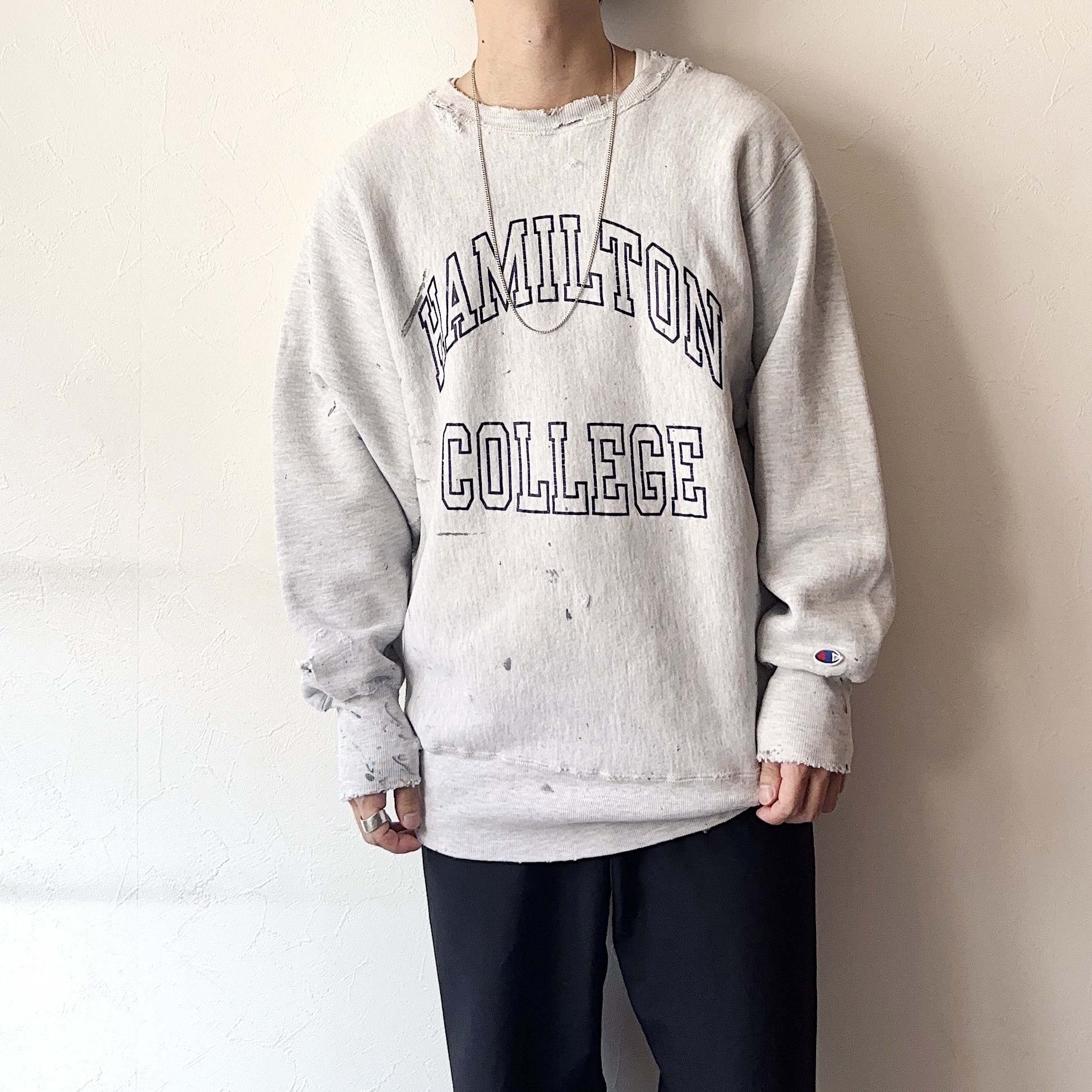 Vintage 90's【Champion】"HAMILTON COLLEGE" Grunge Reverse Weave Sweat の画像 3