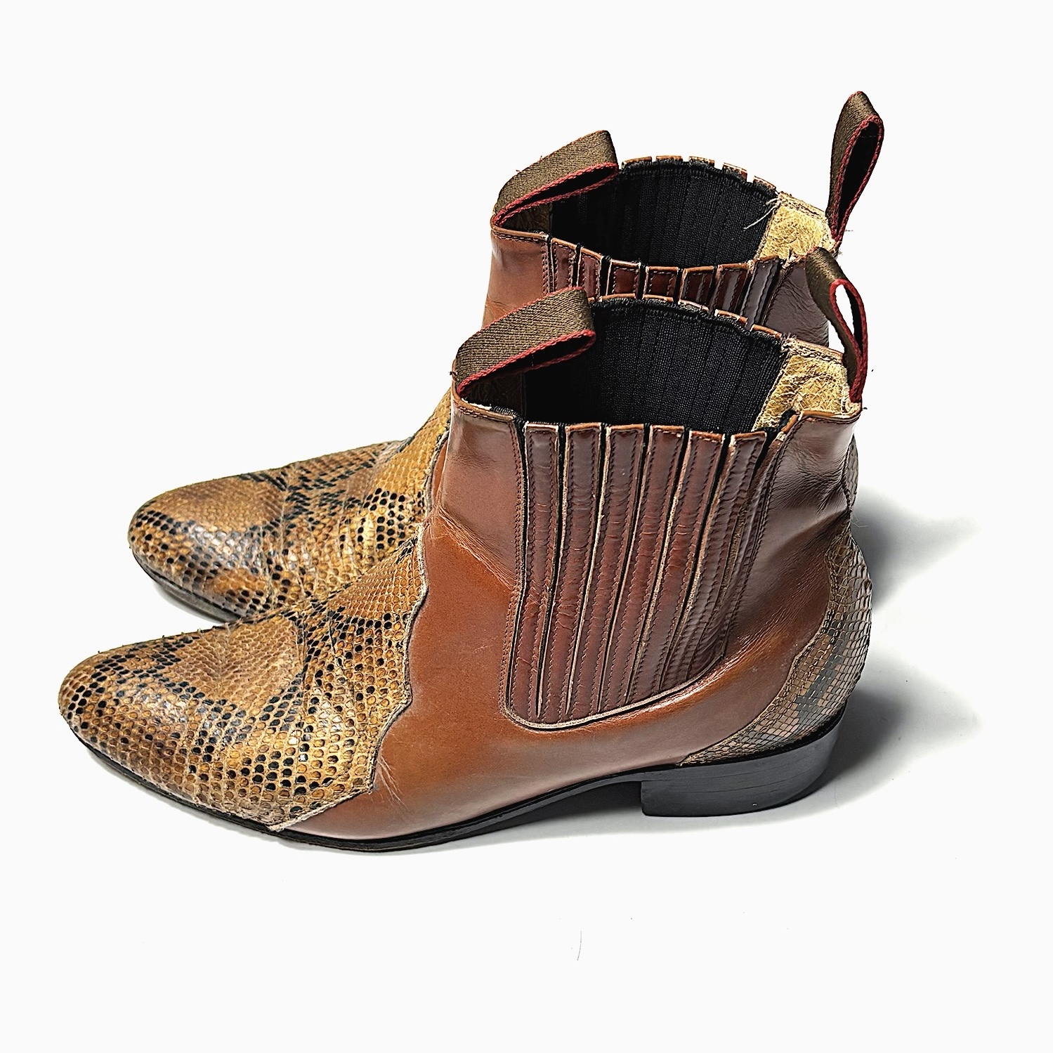 Vintage Python Side Gore Western Boots の画像 2