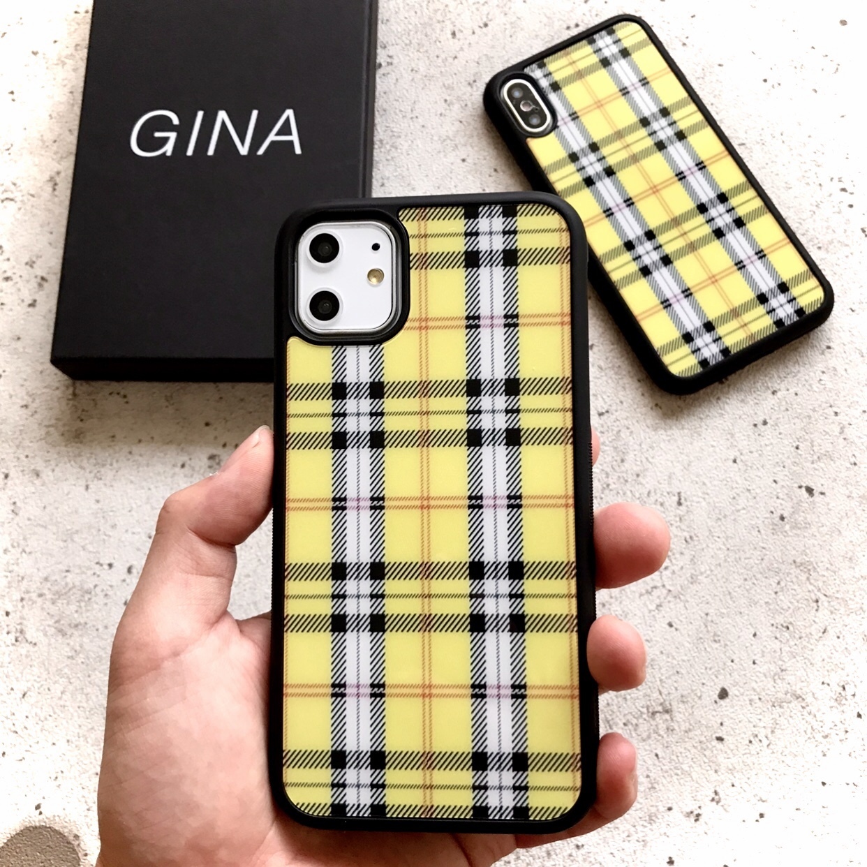 大特価sale 即納 チェック柄 Iphoneケース イエロー Yellow カジュアル Gina California Shop