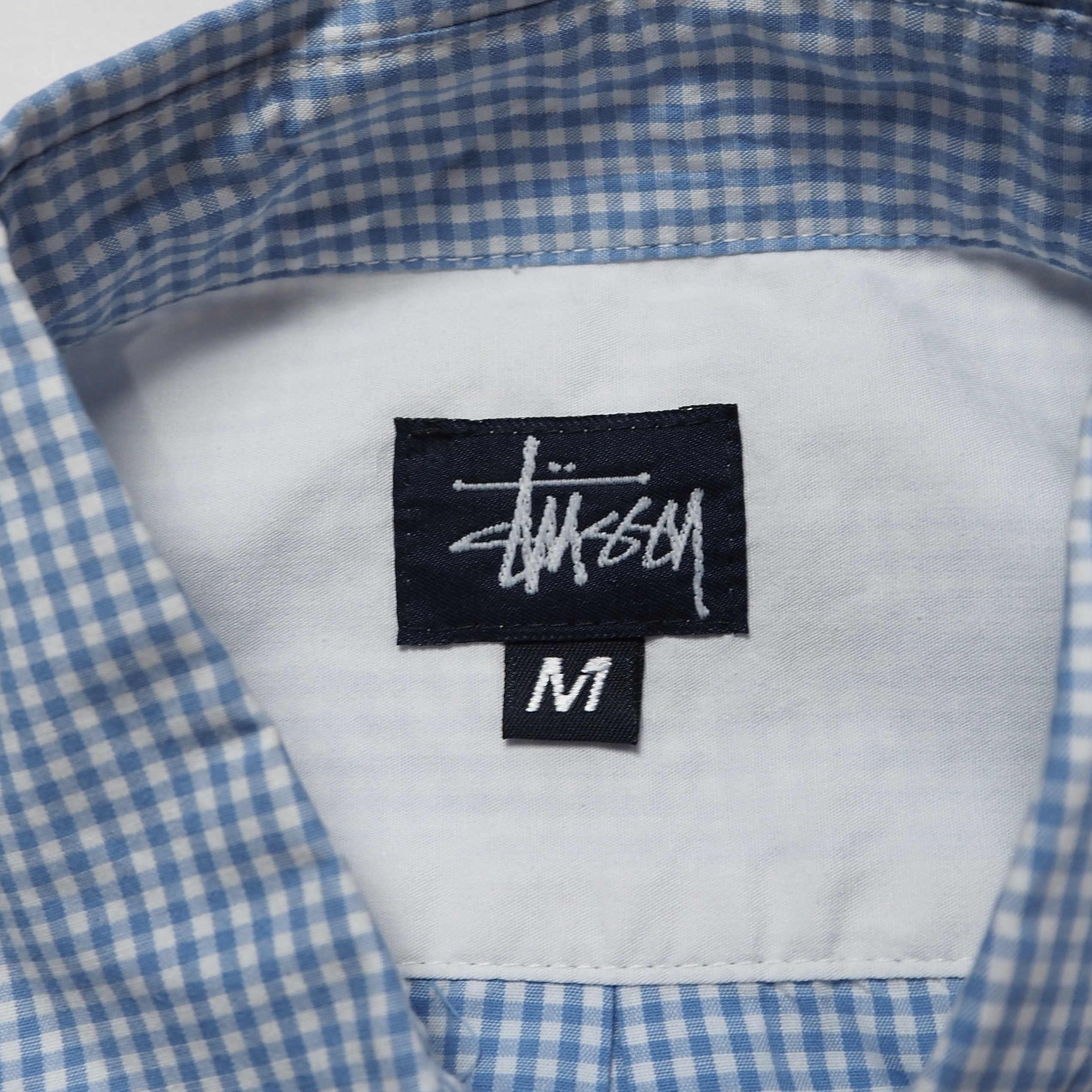 90’s OLD STUSSY 紺タグ 半袖シャツ ライトブルー Mサイズ の画像 7