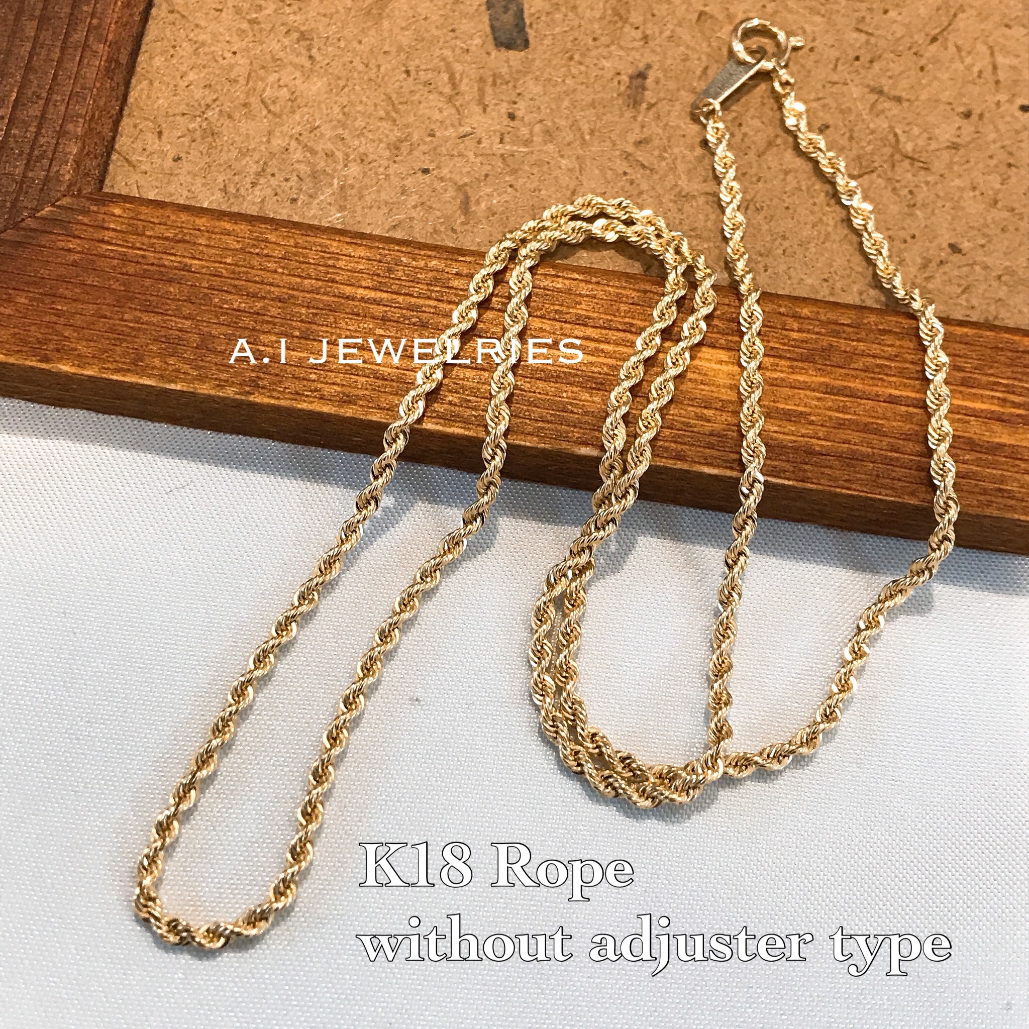 K18 18金 ロープ 50cm メンズ ネックレス チェーン ncklace | A.I JEWELRIES / エイアイジュエリーズ
