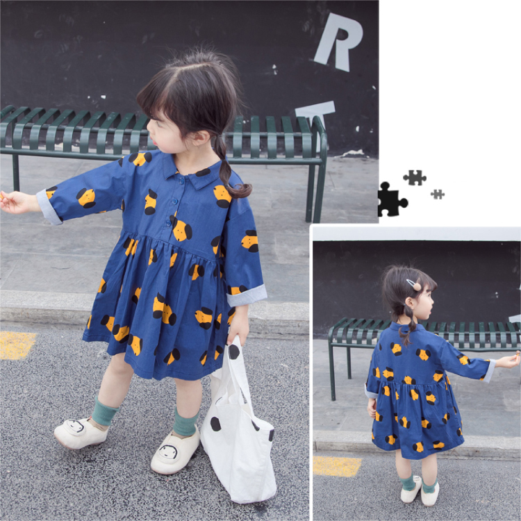 80 1 お揃いコーデ 兄弟 姉妹 友達 カップル ワンピース シャツ いぬ ブルー 韓国子供服 子供服 女の子 男の子 Q Toworld キュートワールド 子供服 メール便は何点でも送料の合計は280円